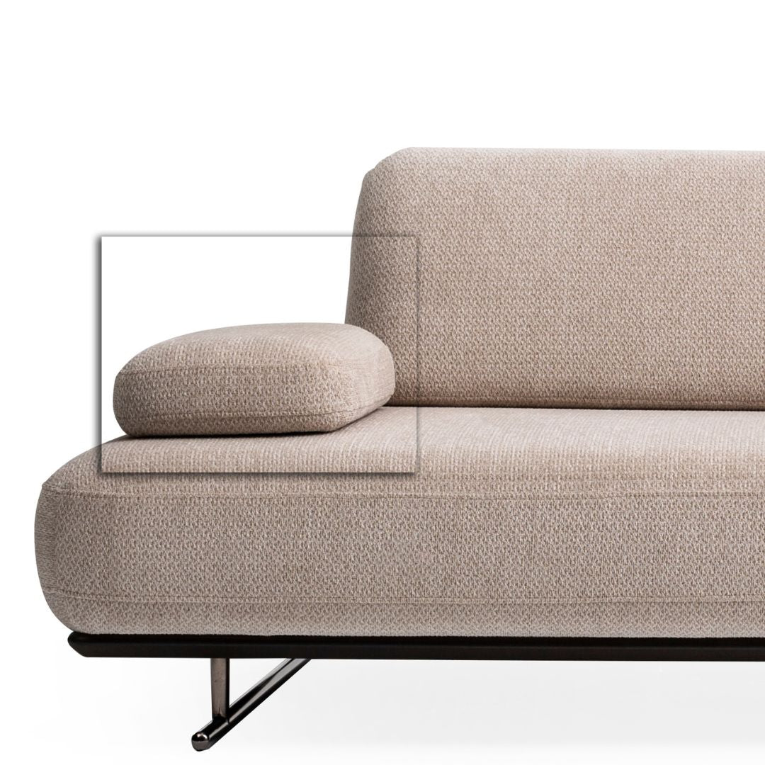 Orca Armrest Unit for MESSONI Orca Sofa, beige fabric armrest with cushion for comfortable seating.