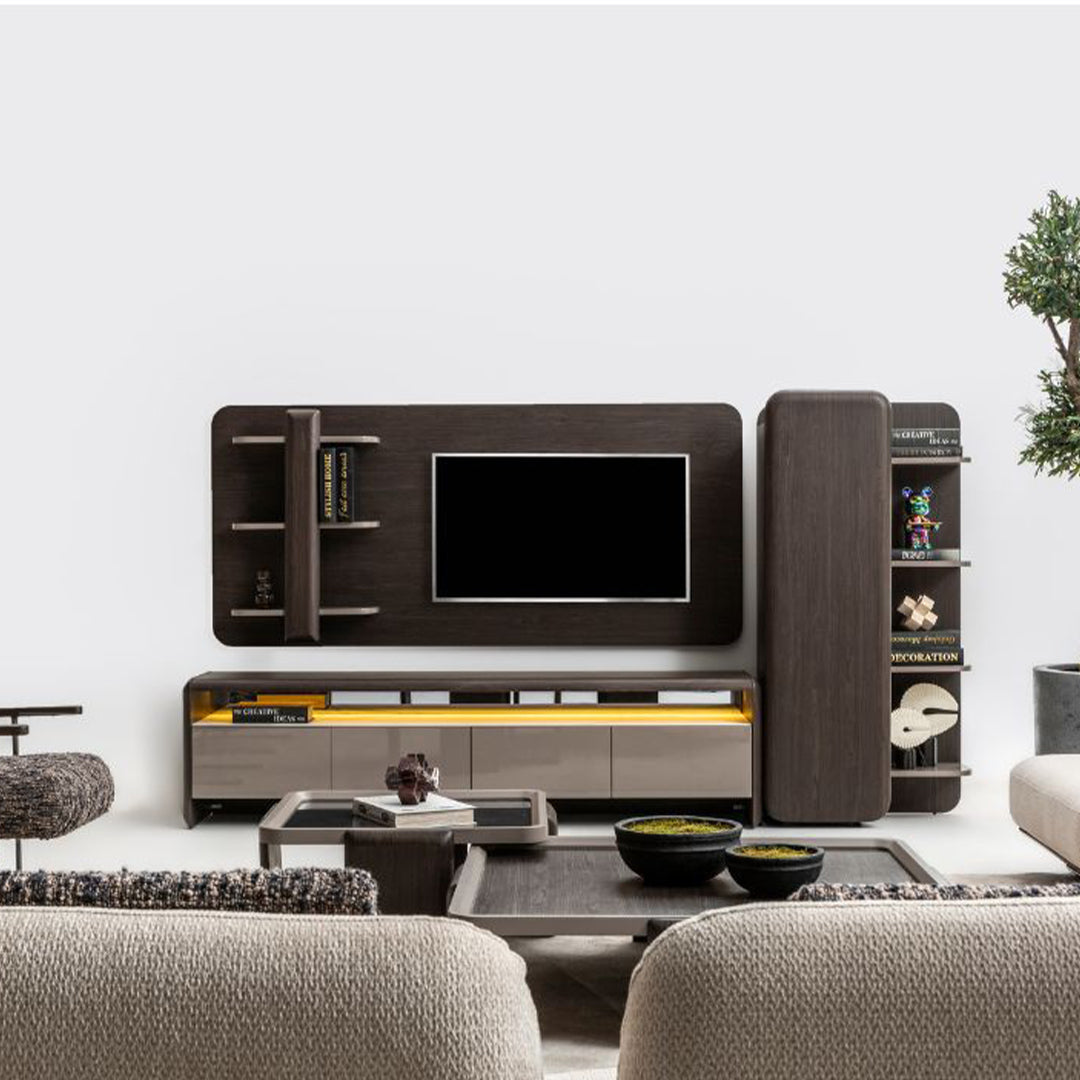 MESSONI Orca Cabinet MES-Right Cabinet002, modern storage cabinet with sleek design and sturdy build in a natural wood finish.