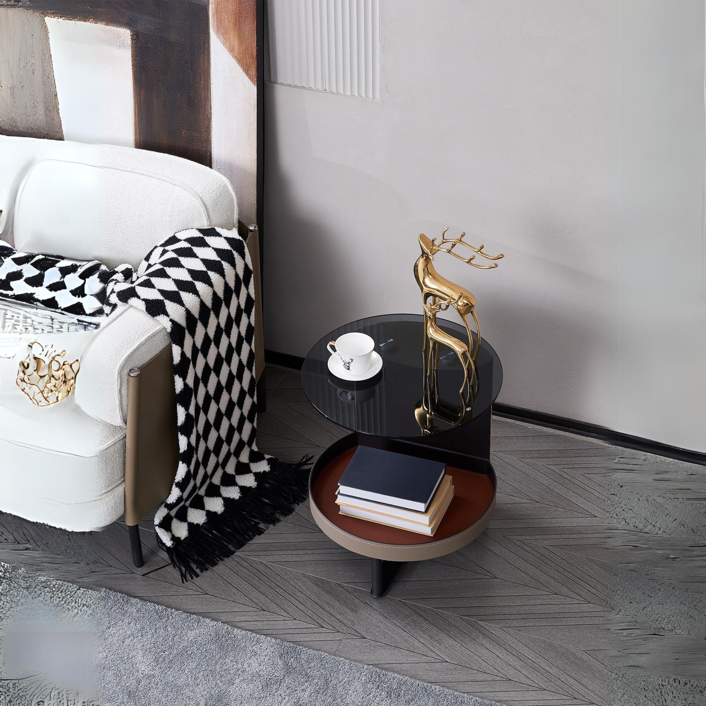 Organic Round Side Table MLL-D117 - Side Tables - ebarza Furniture UAE | Shop Modern Furniture in Abu Dhabi & Dubai - مفروشات ايبازرا في الامارات | تسوق اثاث عصري وديكورات مميزة في دبي وابوظبي