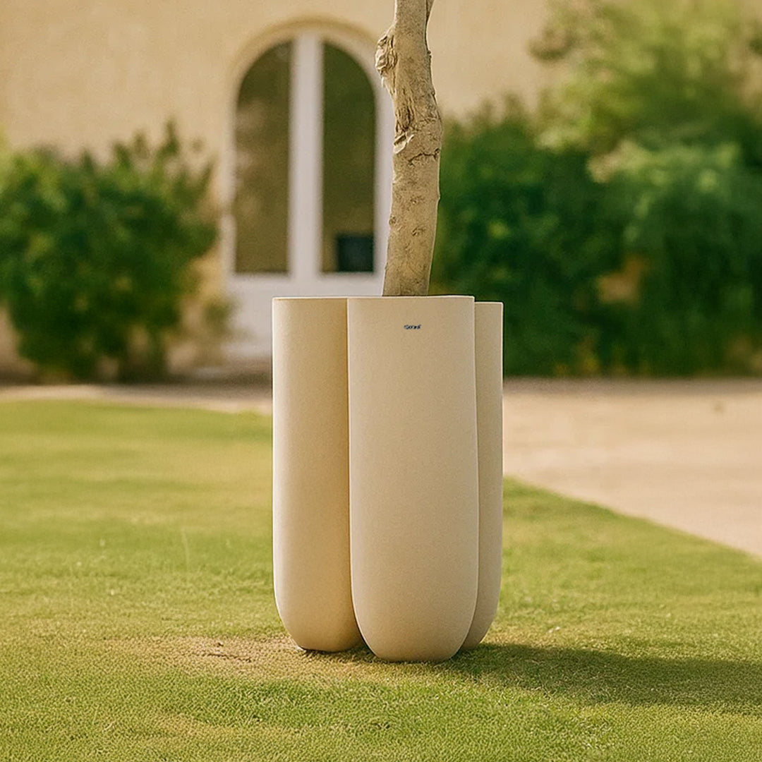 Beige BEACON outdoor/indoor planter box XK-0006 made of durable material, suitable for garden or indoor plant display.