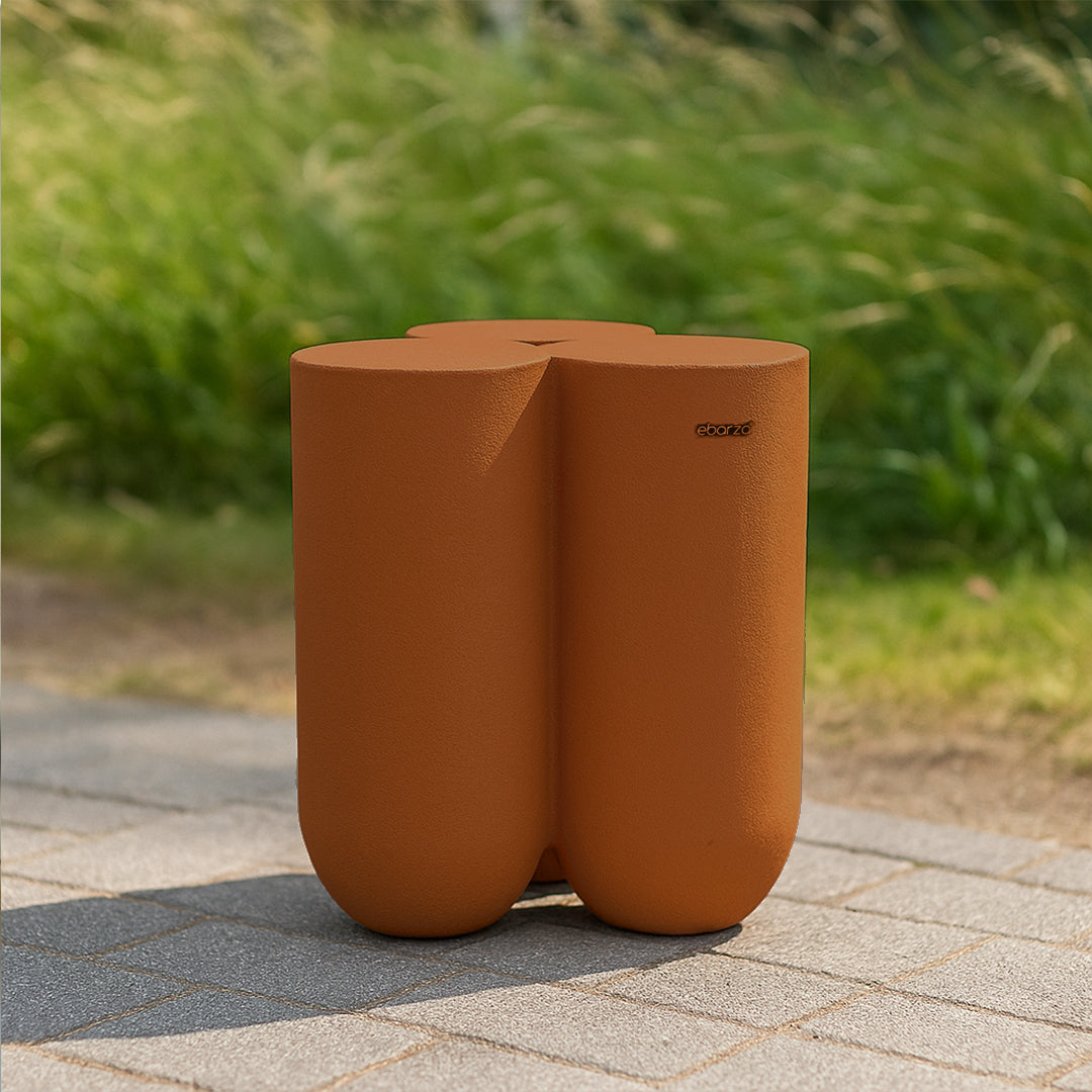 BEACON Clay Pouf XK-0002A for outdoor or indoor seating, round fabric pouf in neutral clay color, versatile and stylish.