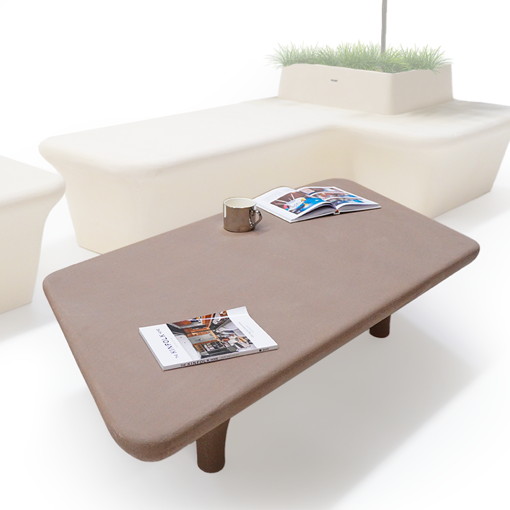 Brown BEACON outdoor and indoor coffee table with a sleek design, ideal for living rooms or patios.