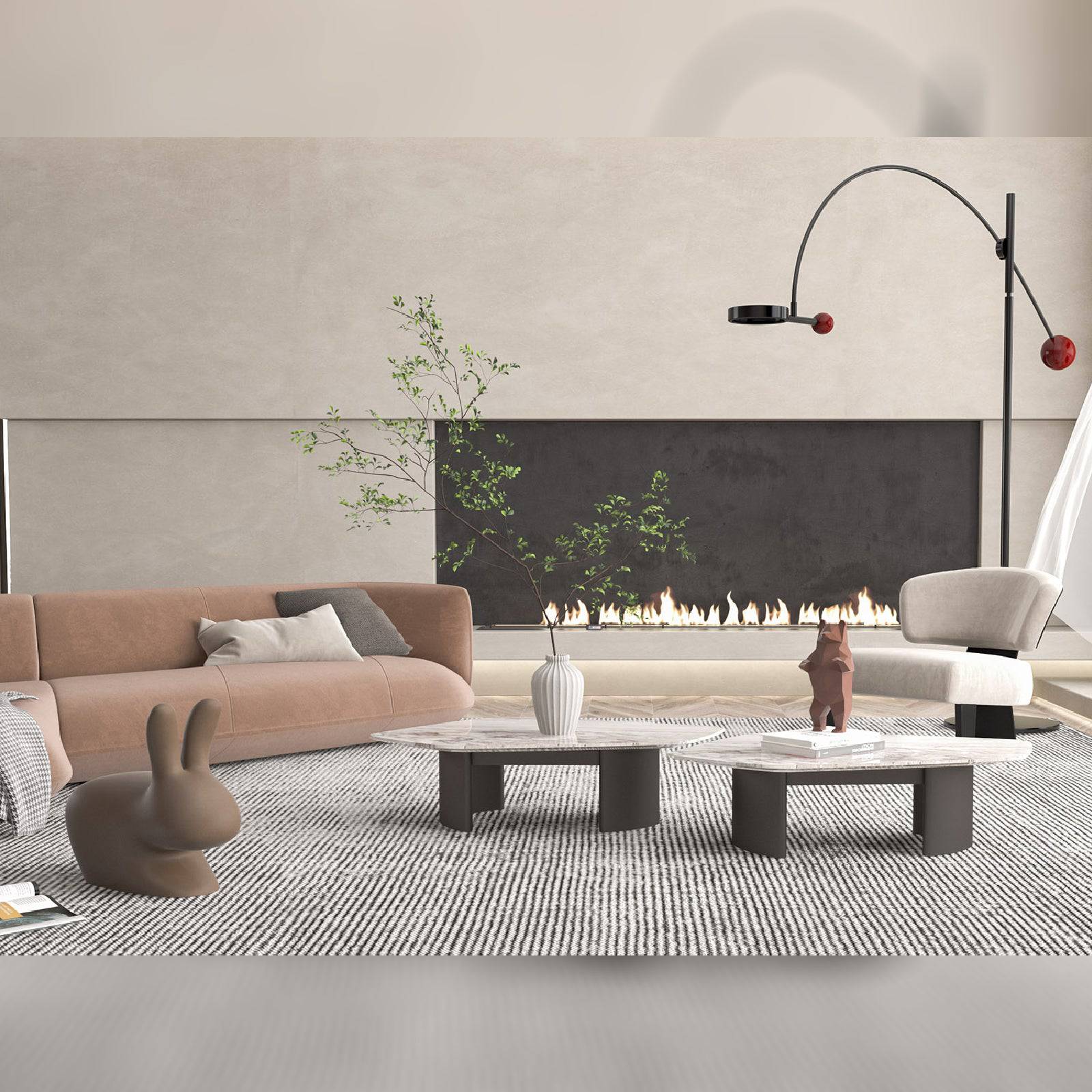 Pallisandro Natural Marble Low Center Tables Dz452Ct-2 - Coffee Tables - ebarza Furniture UAE | Shop Modern Furniture in Abu Dhabi & Dubai - مفروشات ايبازرا في الامارات | تسوق اثاث عصري وديكورات مميزة في دبي وابوظبي