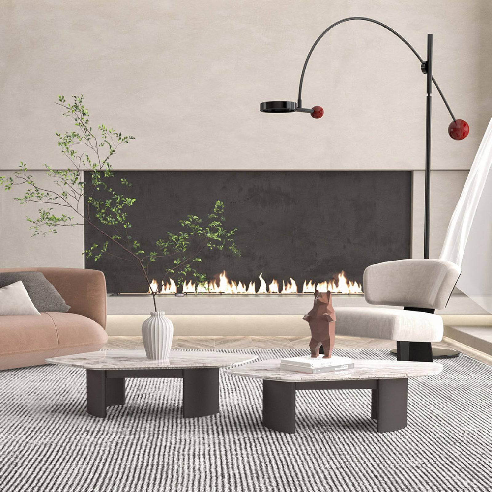 Pallisandro Natural Marble Low Center Tables Dz452Ct-2 - Coffee Tables - ebarza Furniture UAE | Shop Modern Furniture in Abu Dhabi & Dubai - مفروشات ايبازرا في الامارات | تسوق اثاث عصري وديكورات مميزة في دبي وابوظبي