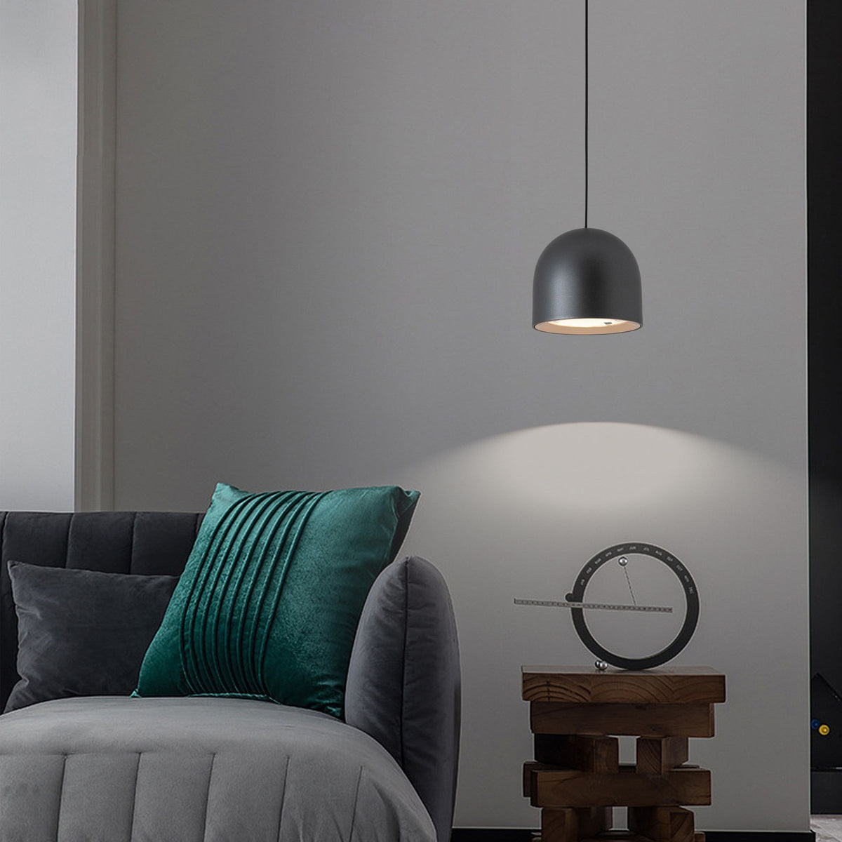 Black BEACON YND-27B pendant lamp from the smart track lighting collection, hanging with a sleek modern design.