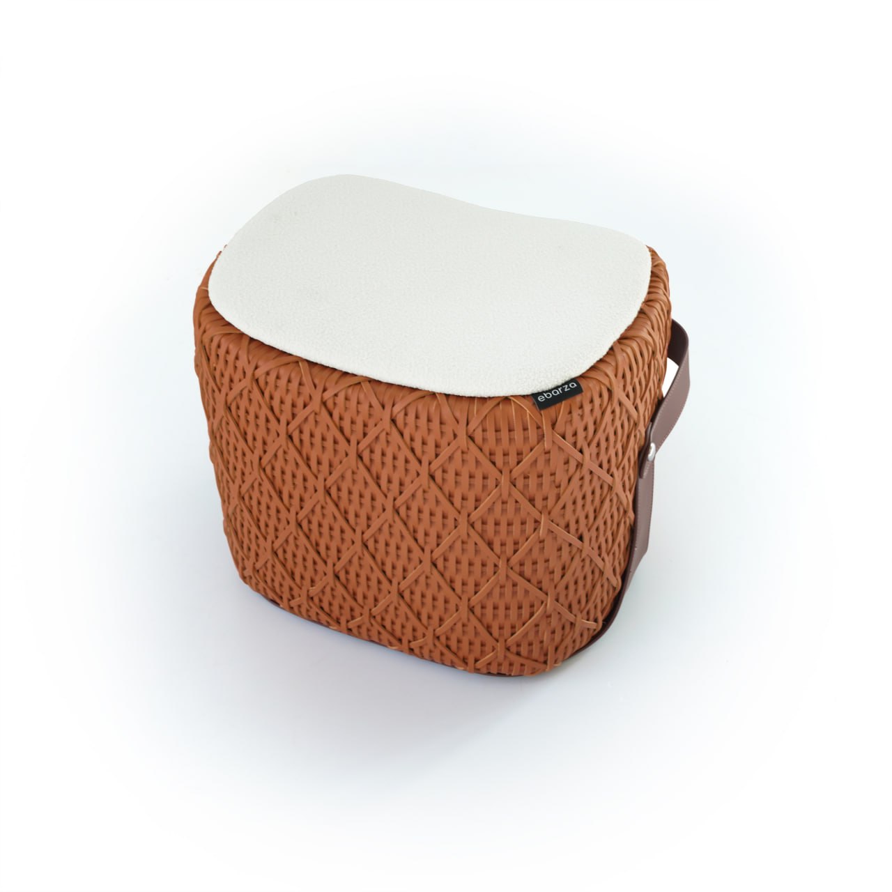 Saddle Leather Ottoman MLL-A57-Orange - Poufs - ebarza Furniture UAE | Shop Modern Furniture in Abu Dhabi & Dubai - مفروشات ايبازرا في الامارات | تسوق اثاث عصري وديكورات مميزة في دبي وابوظبي