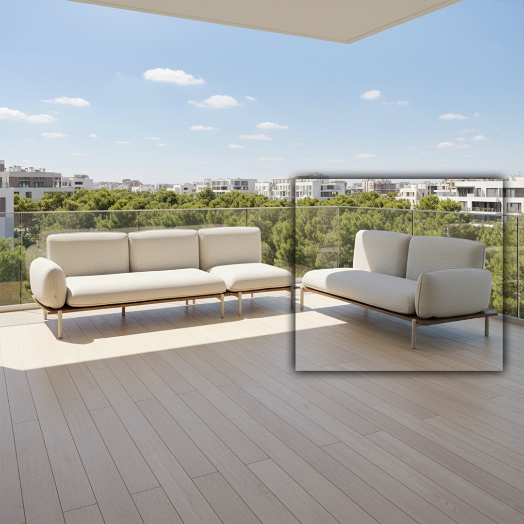 PILLOW 2-SEATER SOFA,LEFT MODULE,WITH ALU SEAT RIM KC8804B85TEX - Outdoor Sofas - ebarza Furniture UAE | Shop Modern Furniture in Abu Dhabi & Dubai - مفروشات ايبازرا في الامارات | تسوق اثاث عصري وديكورات مميزة في دبي وابوظبي