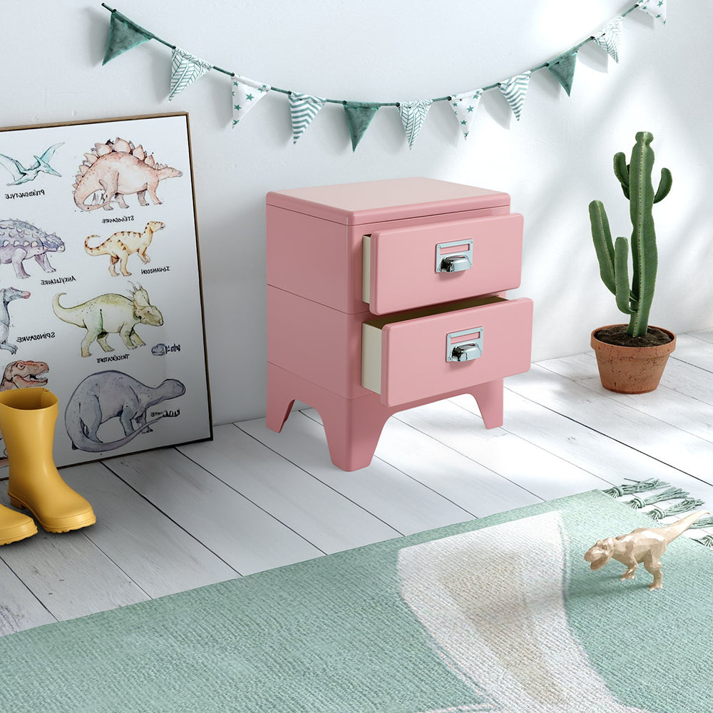 Pink ABS bedside table with a sleek, modern design, featuring a compact side table from RUDI BB-017 collection.