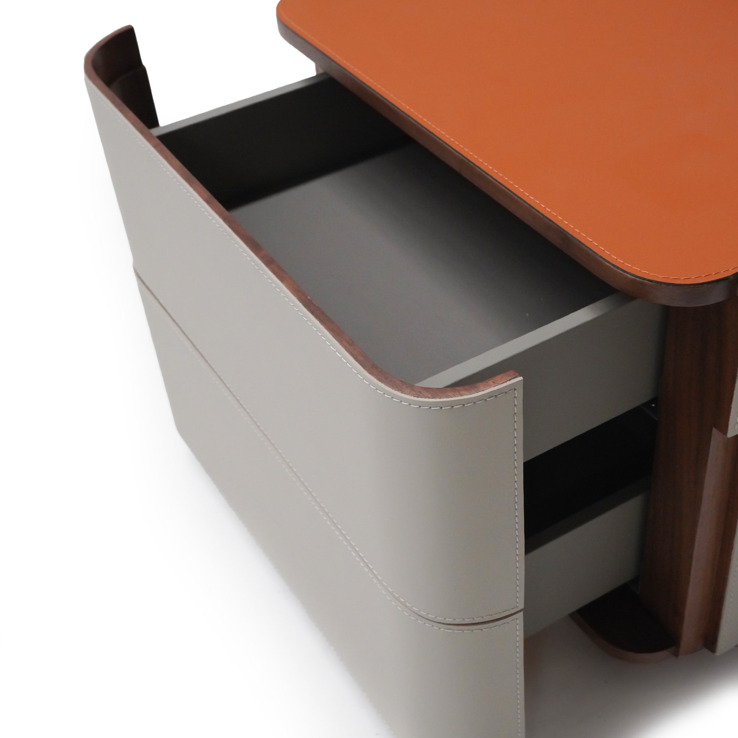 Pre-order 90 Days Delivery Urban Retreat Saddle Leather Bedside Table NS-017 - Bedside Tables - ebarza Furniture UAE | Shop Modern Furniture in Abu Dhabi & Dubai - مفروشات ايبازرا في الامارات | تسوق اثاث عصري وديكورات مميزة في دبي وابوظبي