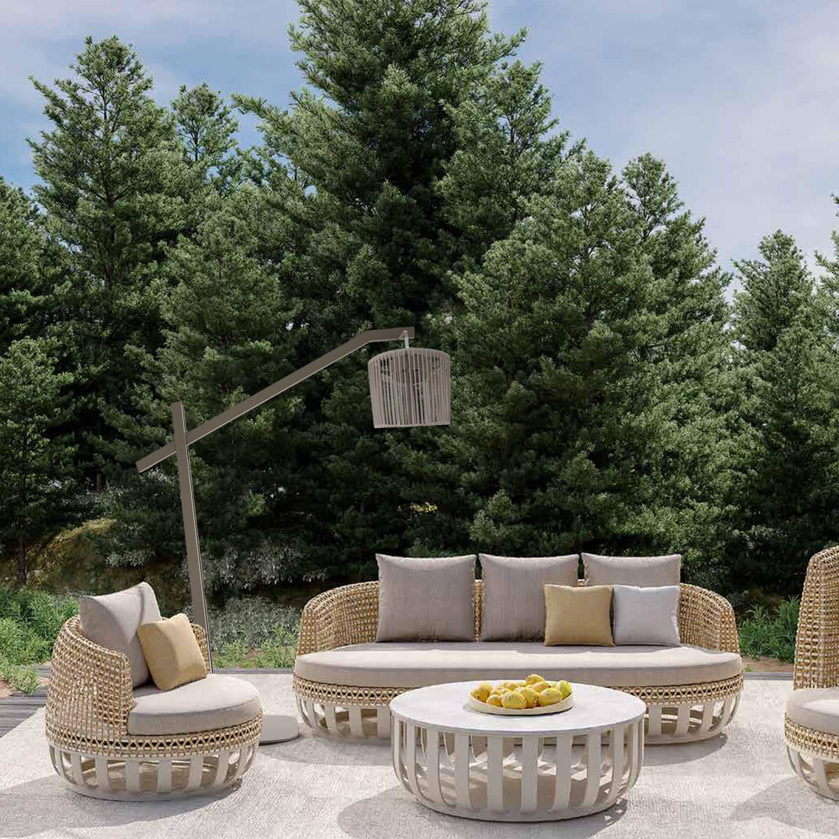 Large outdoor and indoor solar floor lamp by BEACON, featuring a modern design suitable for smart outdoor lighting.