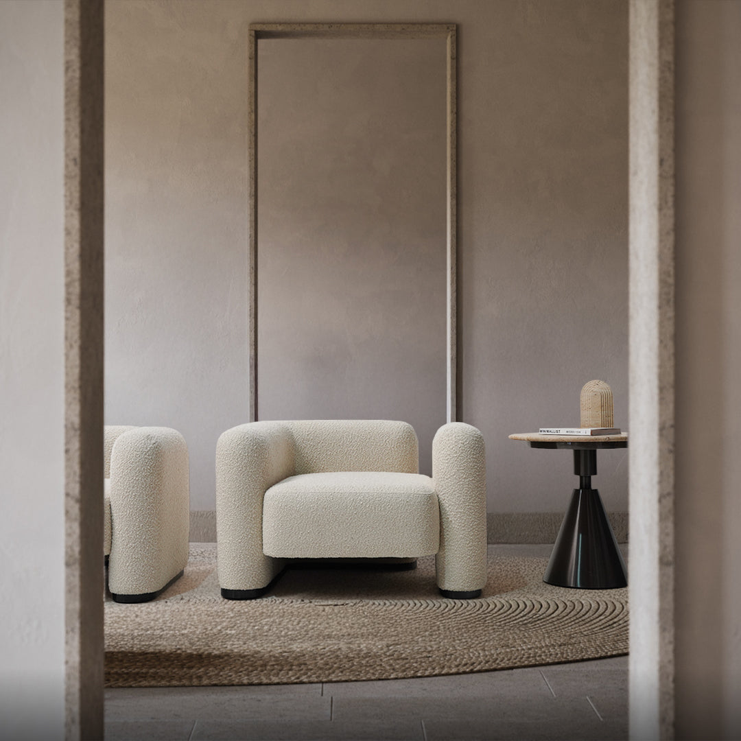 BEACON Soren lounge armchair PZ-011-L with modern design, comfortable upholstery, and wooden legs for stylish living room seating.