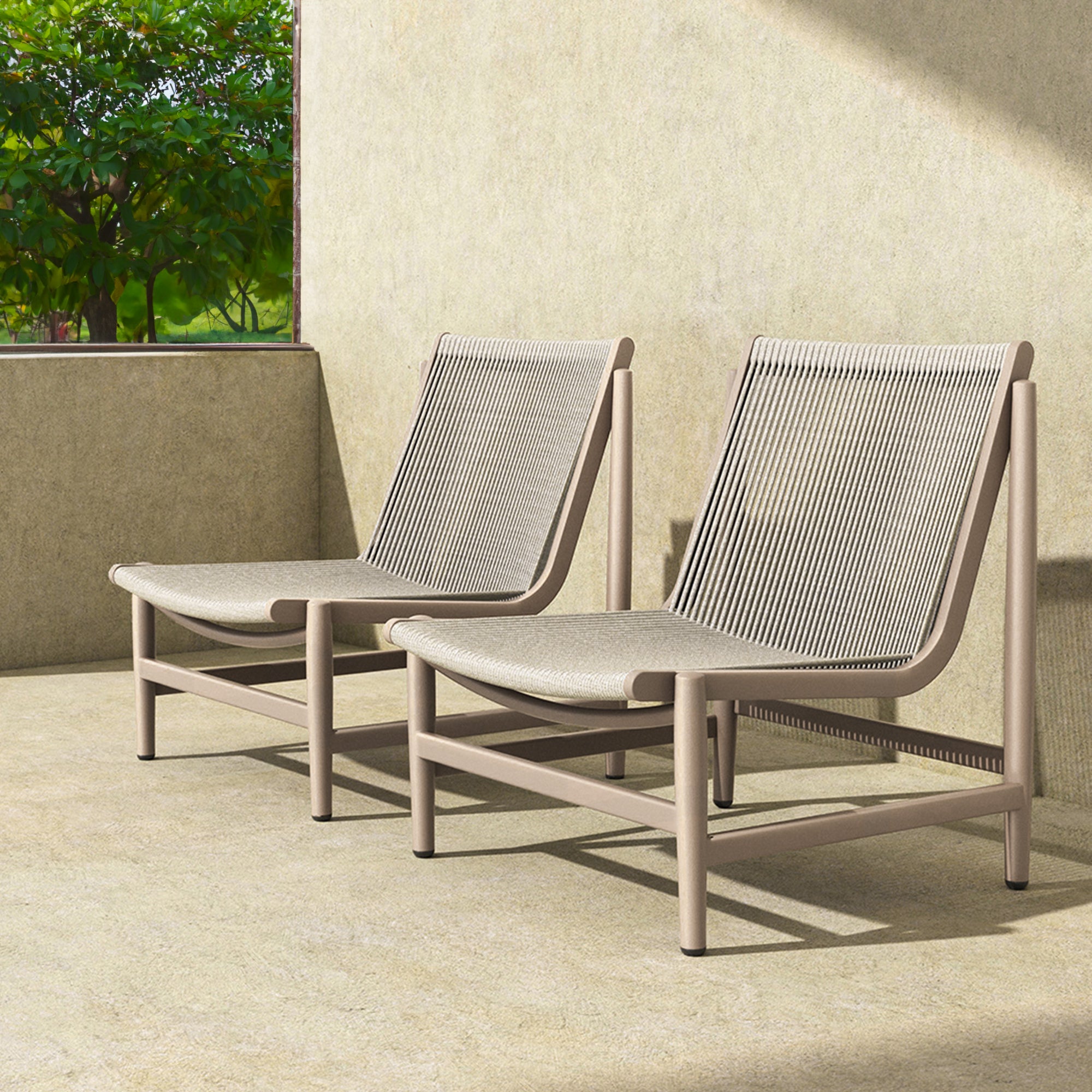 Outdoor lounge chair by BEACON, model KC8608N07ROP, with a string design, perfect for outdoor relaxation and seating.