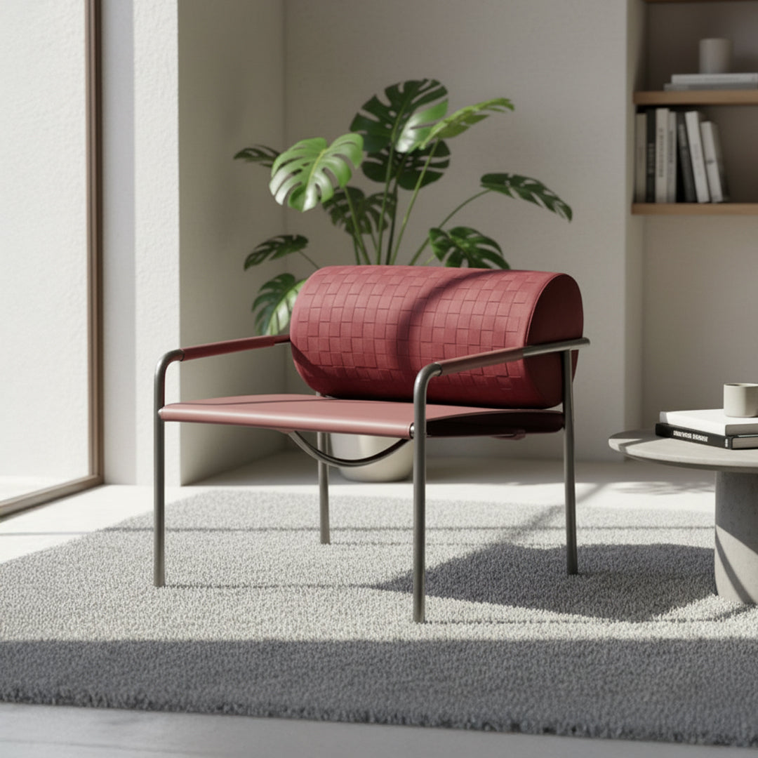 Comfortable beige BEACON armchair PS-A149 with plush cushions and wooden legs, ideal for living rooms and lounge areas.