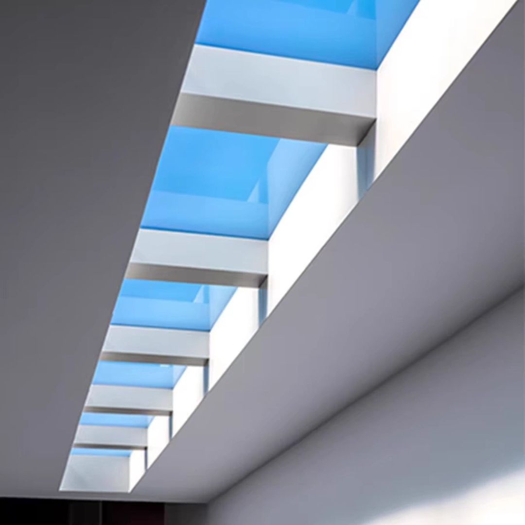 Artificial skylights LED panel by BEACON MUSKDG, ceiling lamp simulating natural UAE sunlight with sun timing sync feature.