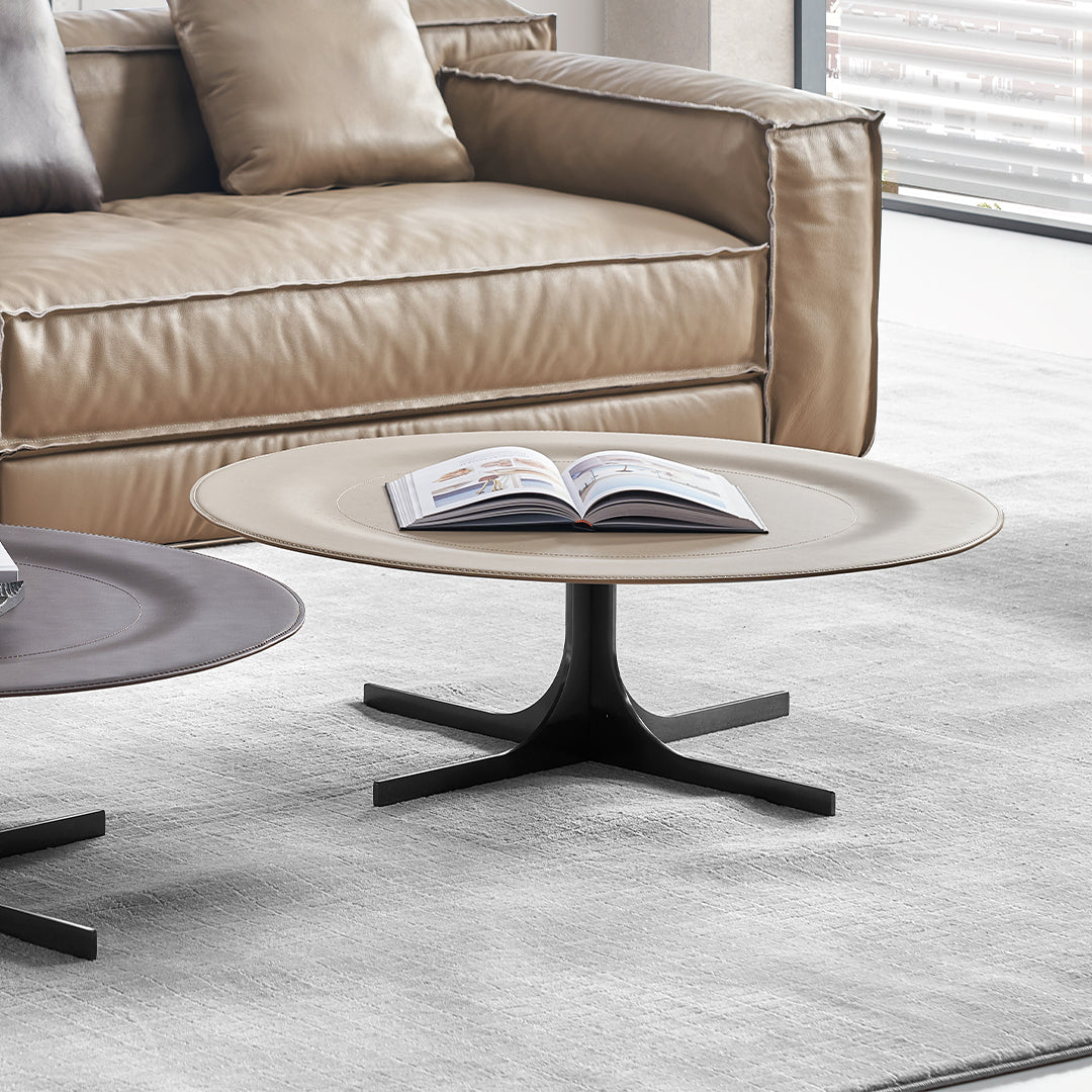 Beige Saddle Leather Coffee Table - LT082/Beige - Coffee Tables - ebarza Furniture UAE | Shop Modern Furniture in Abu Dhabi & Dubai - مفروشات ايبازرا في الامارات | تسوق اثاث عصري وديكورات مميزة في دبي وابوظبي