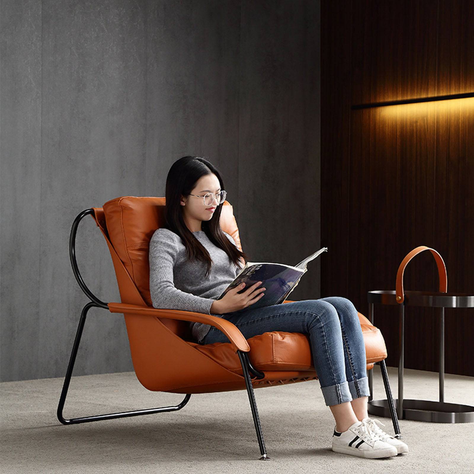 Pavia Lounge Chair LC042-OR - Lounge Chairs - ebarza Furniture UAE | Shop Modern Furniture in Abu Dhabi & Dubai - مفروشات ايبازرا في الامارات | تسوق اثاث عصري وديكورات مميزة في دبي وابوظبي