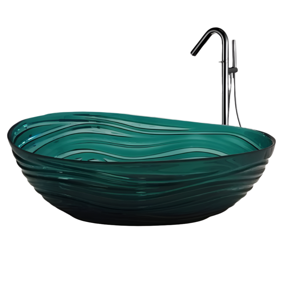 Luxura bathtub with faucet by BEACON, modern freestanding bathtub featuring sleek design and included faucet for bathroom use