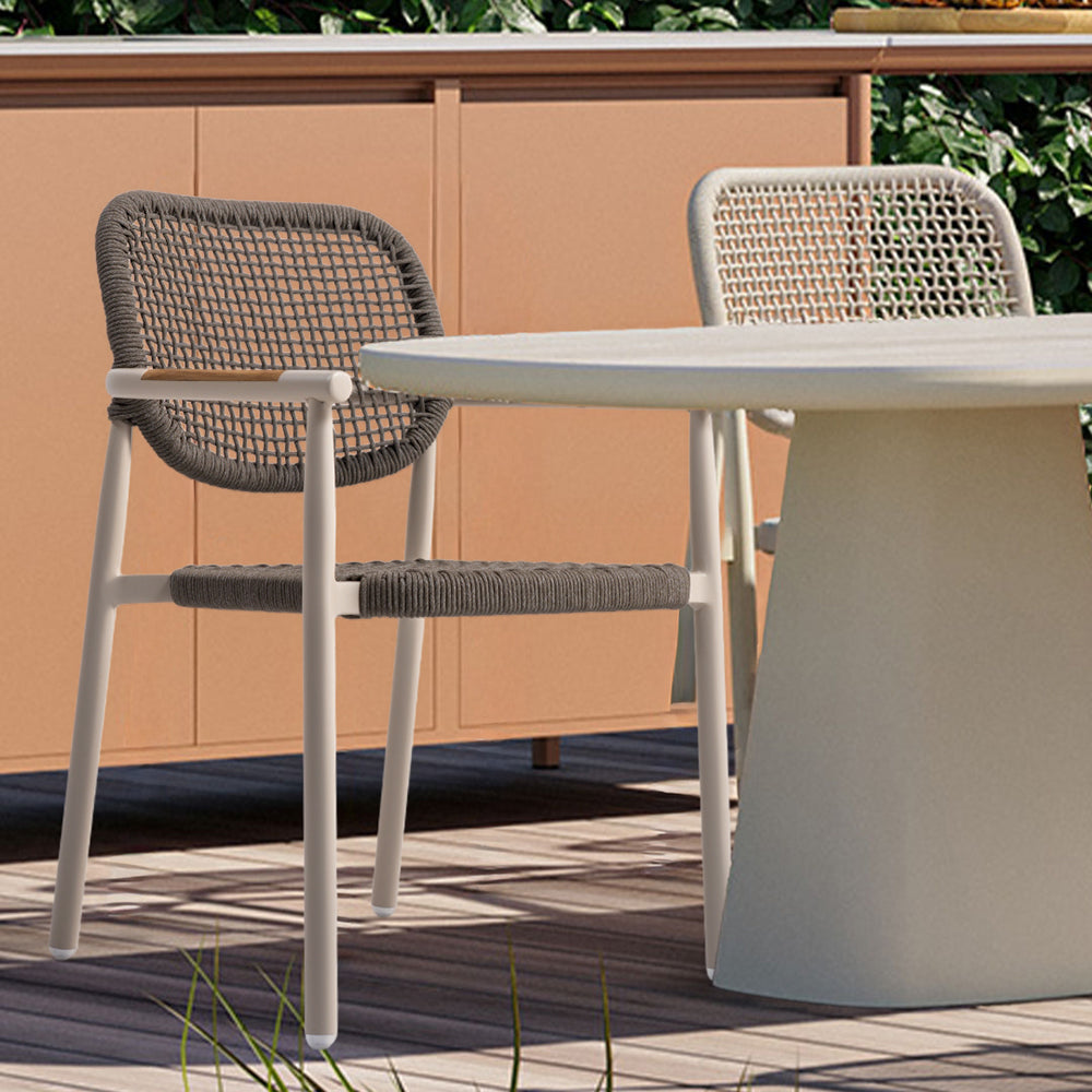 BEACON 2004 dining armchair with rope details, modern chair with wooden legs and woven rope seat for stylish dining spaces