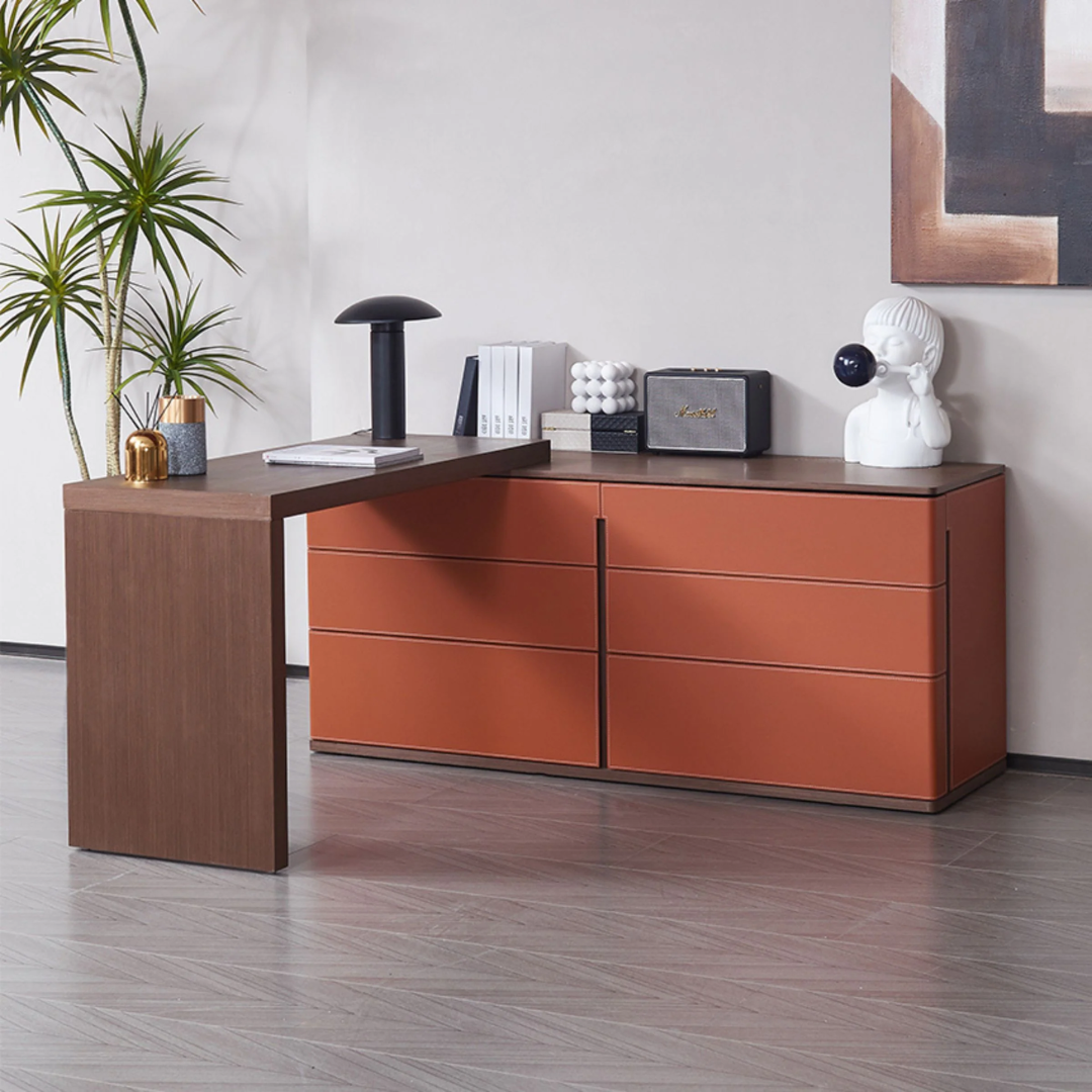 Mycroft Saddle Leather Desk / Cabinet MLL-T02-1 - Office Desks - ebarza Furniture UAE | Shop Modern Furniture in Abu Dhabi & Dubai - مفروشات ايبازرا في الامارات | تسوق اثاث عصري وديكورات مميزة في دبي وابوظبي