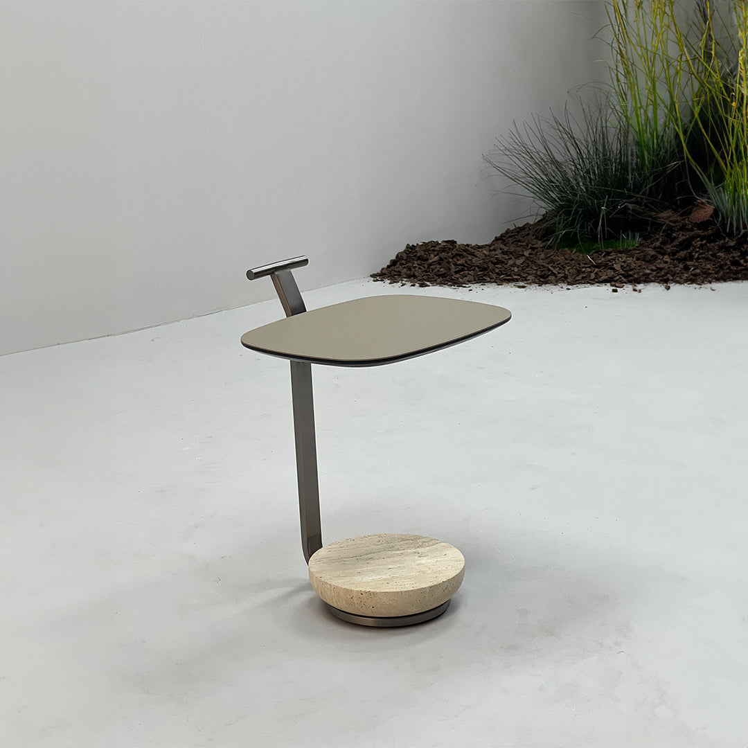 Saddle Leather Side Table JK-D148 - Side Tables - ebarza Furniture UAE | Shop Modern Furniture in Abu Dhabi & Dubai - مفروشات ايبازرا في الامارات | تسوق اثاث عصري وديكورات مميزة في دبي وابوظبي