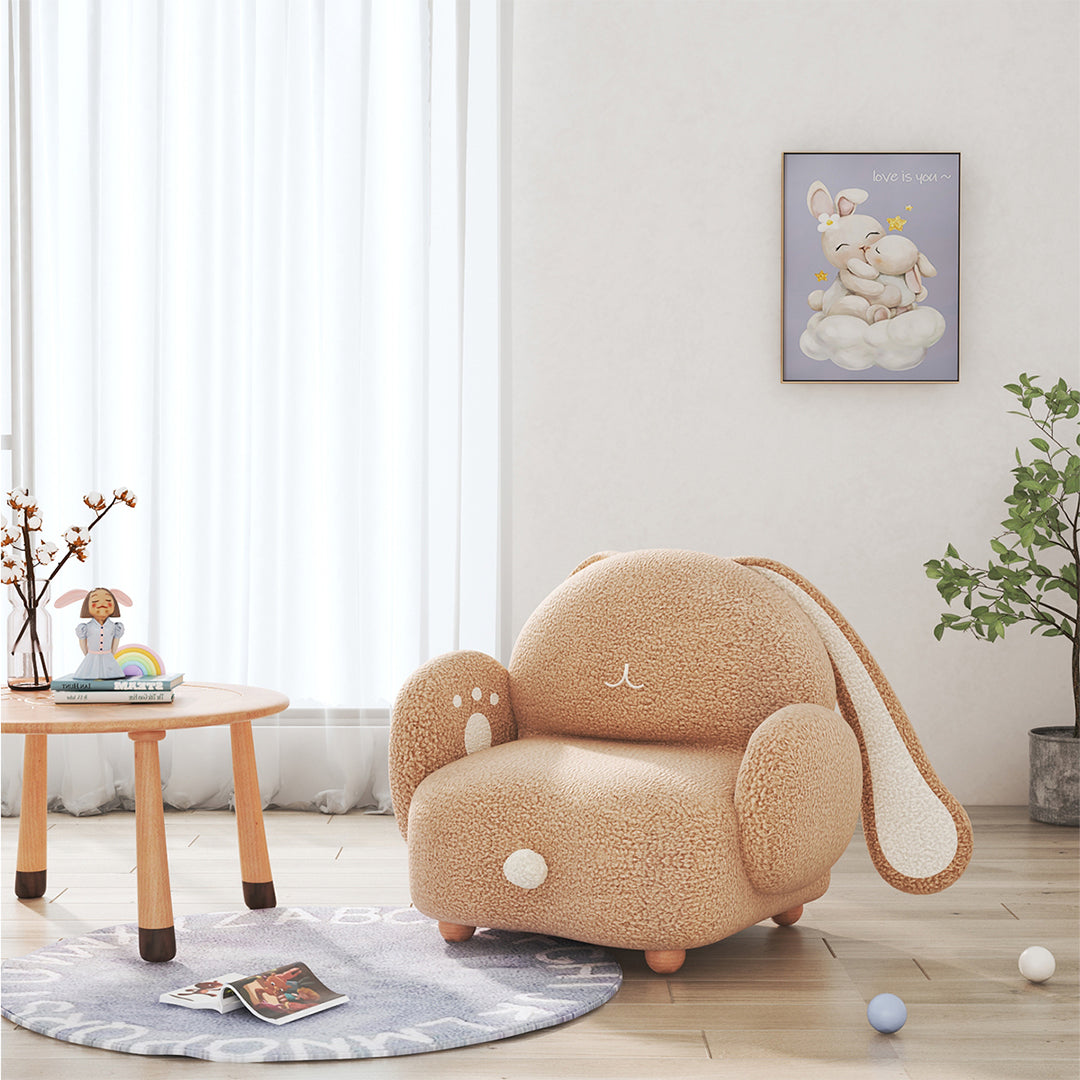 Eared Teddy Kids Sofa Armchair by BEACON, soft plush kids chair with bear ear details, ideal for children's rooms or play areas.