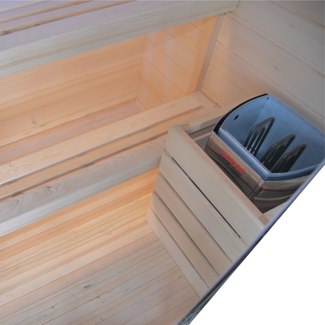 Pre-order BEACON EBARZA sauna room LM-N02TD with 130 days delivery, featuring a spacious, modern design for relaxing sauna sessions.