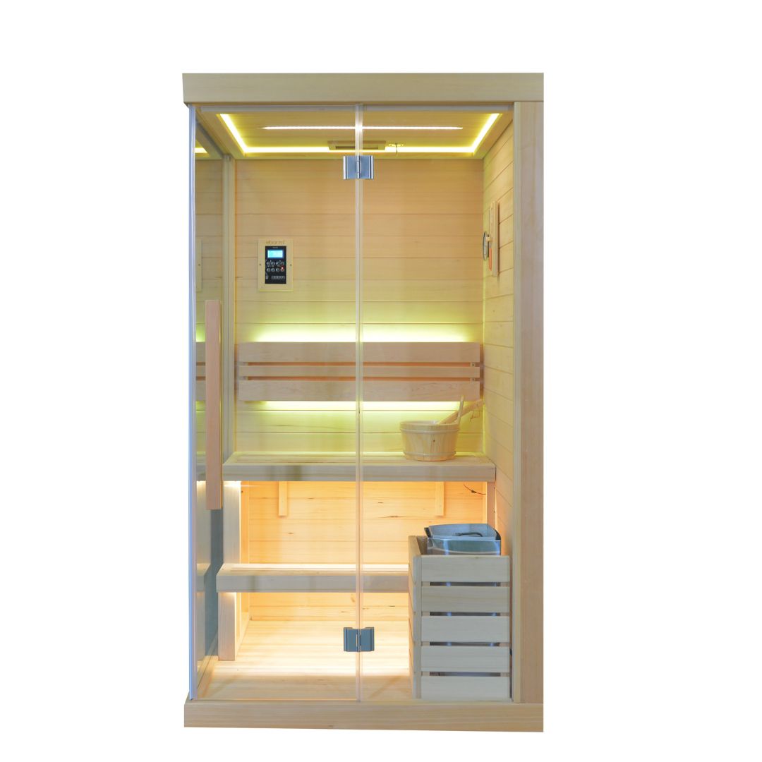 Pre-order BEACON EBARZA sauna room LM-N02TD with 130 days delivery, featuring a modern design and wooden interior.