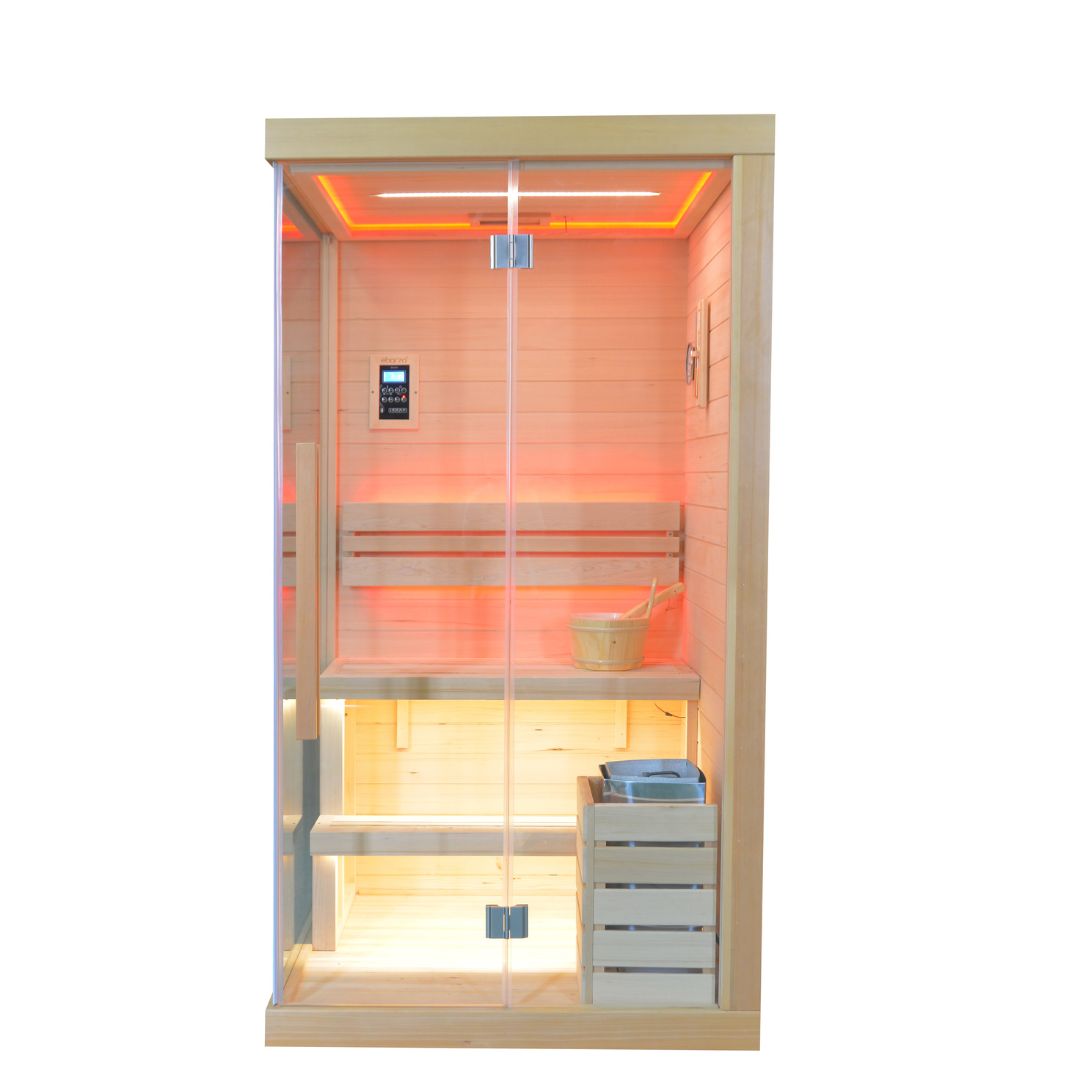 BEACON EBARZA sauna room LM-N02TD, pre-order with 130 days delivery, featuring wooden interior and modern design for home wellness.
