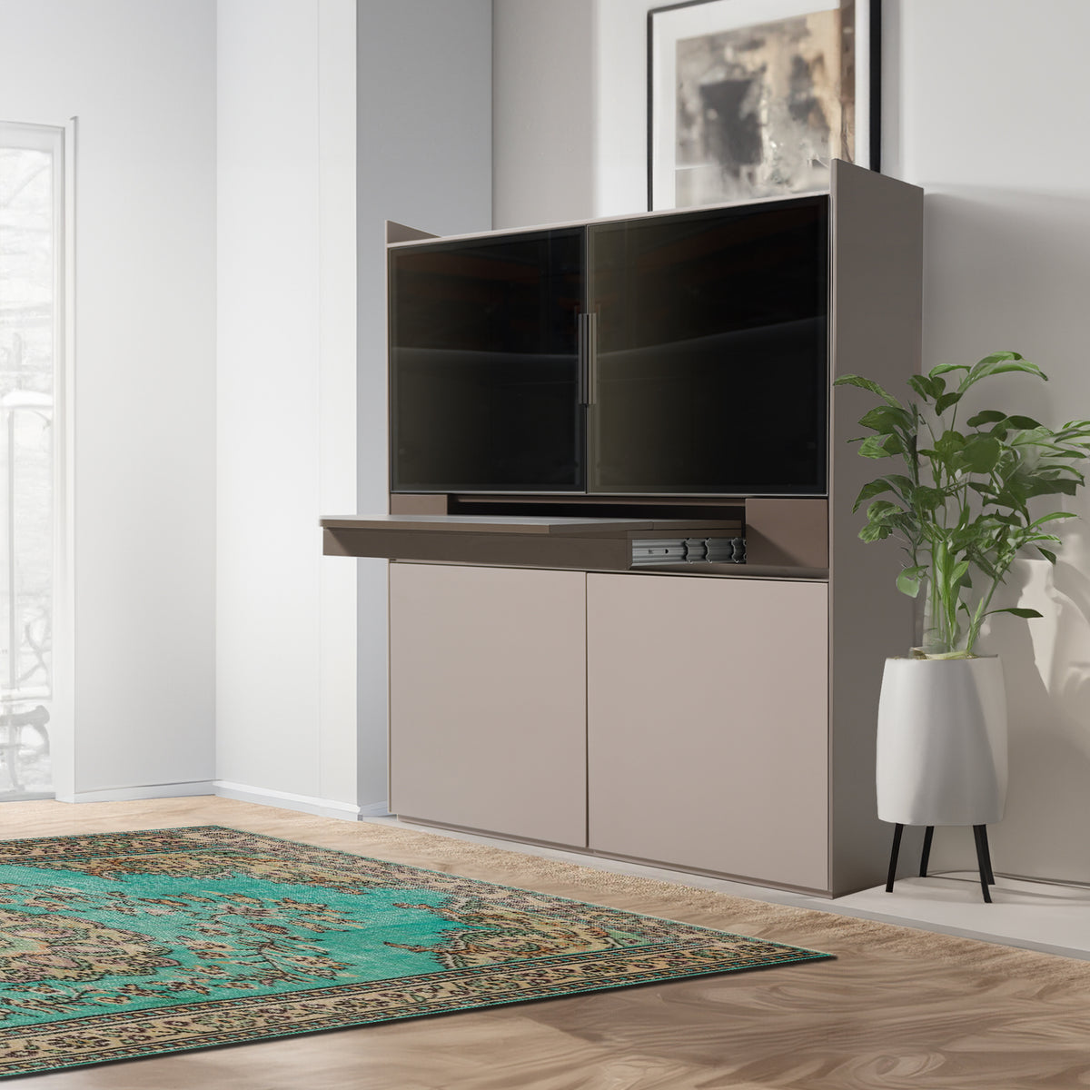 Salvia Cabinet SC-012 by BEACON, modern wooden storage cabinet with sleek design and multiple compartments.