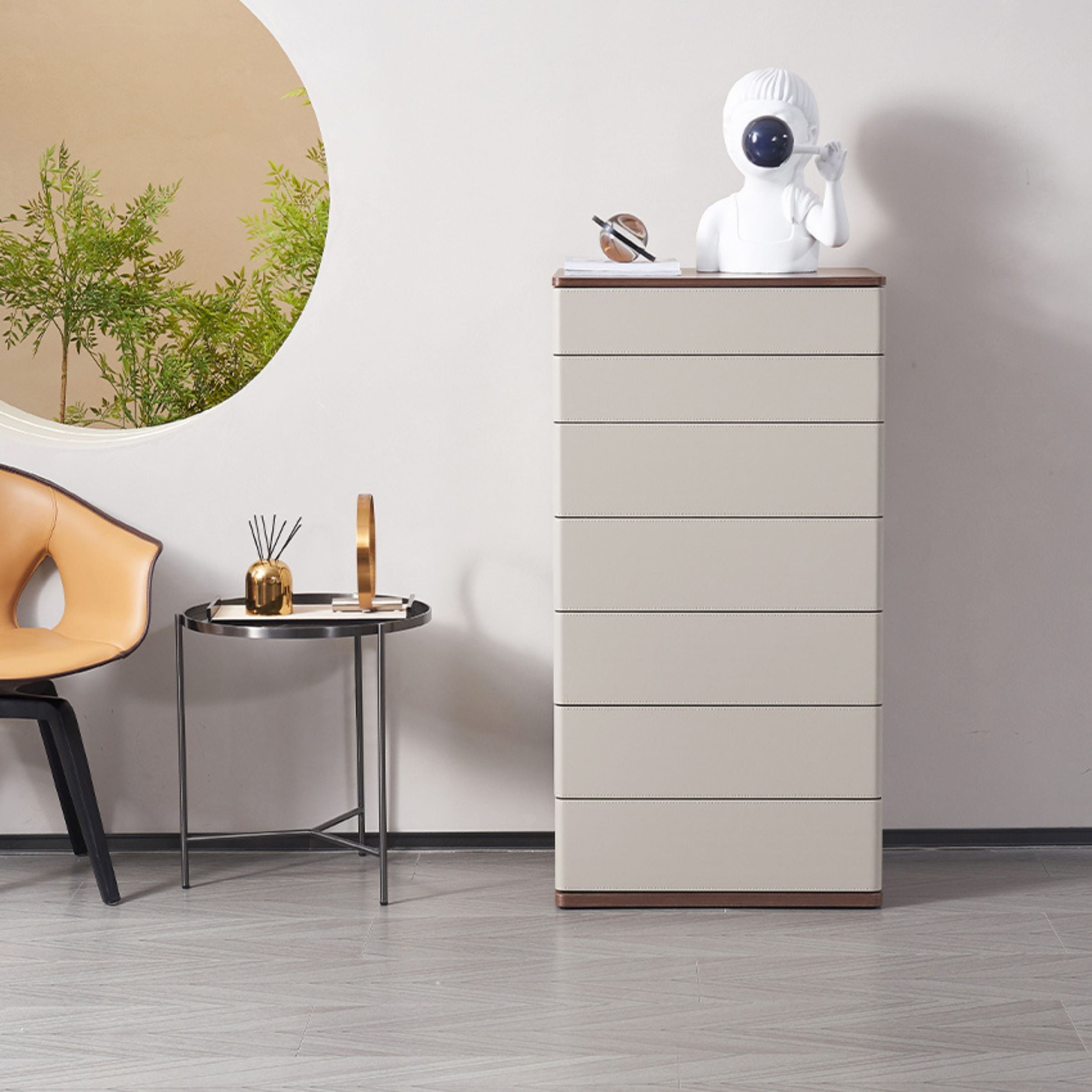 Pre-order 35 Days Delivery Mycroft Wenge Saddle Leather Cabinet MLL-T03 - Cabinets - ebarza Furniture UAE | Shop Modern Furniture in Abu Dhabi & Dubai - مفروشات ايبازرا في الامارات | تسوق اثاث عصري وديكورات مميزة في دبي وابوظبي