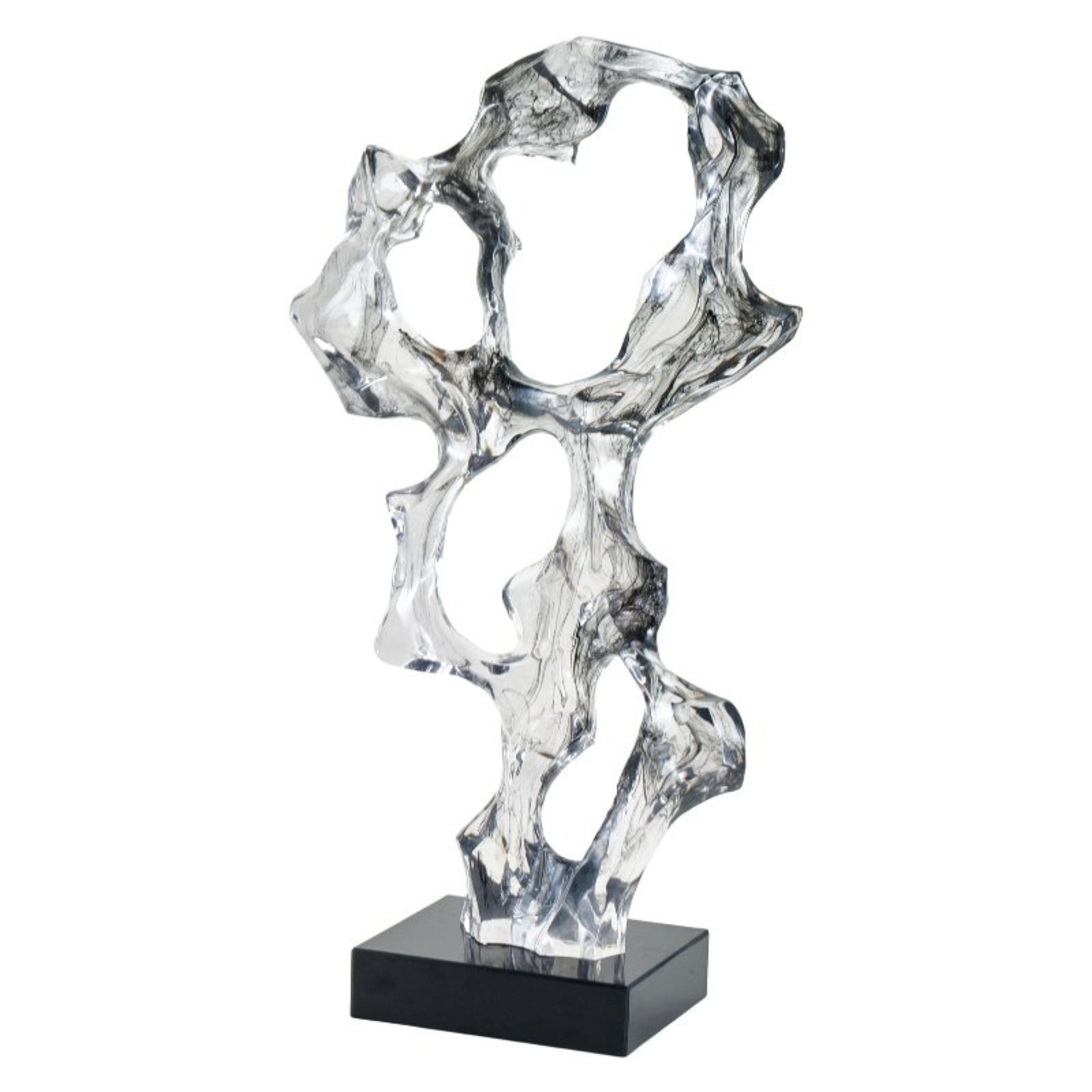 CLEAR RESIN & MARBLE ABSTRACT SCULPTURE SH-T012 - Home Decor Figurines - ebarza Furniture UAE | Shop Modern Furniture in Abu Dhabi & Dubai - مفروشات ايبازرا في الامارات | تسوق اثاث عصري وديكورات مميزة في دبي وابوظبي
