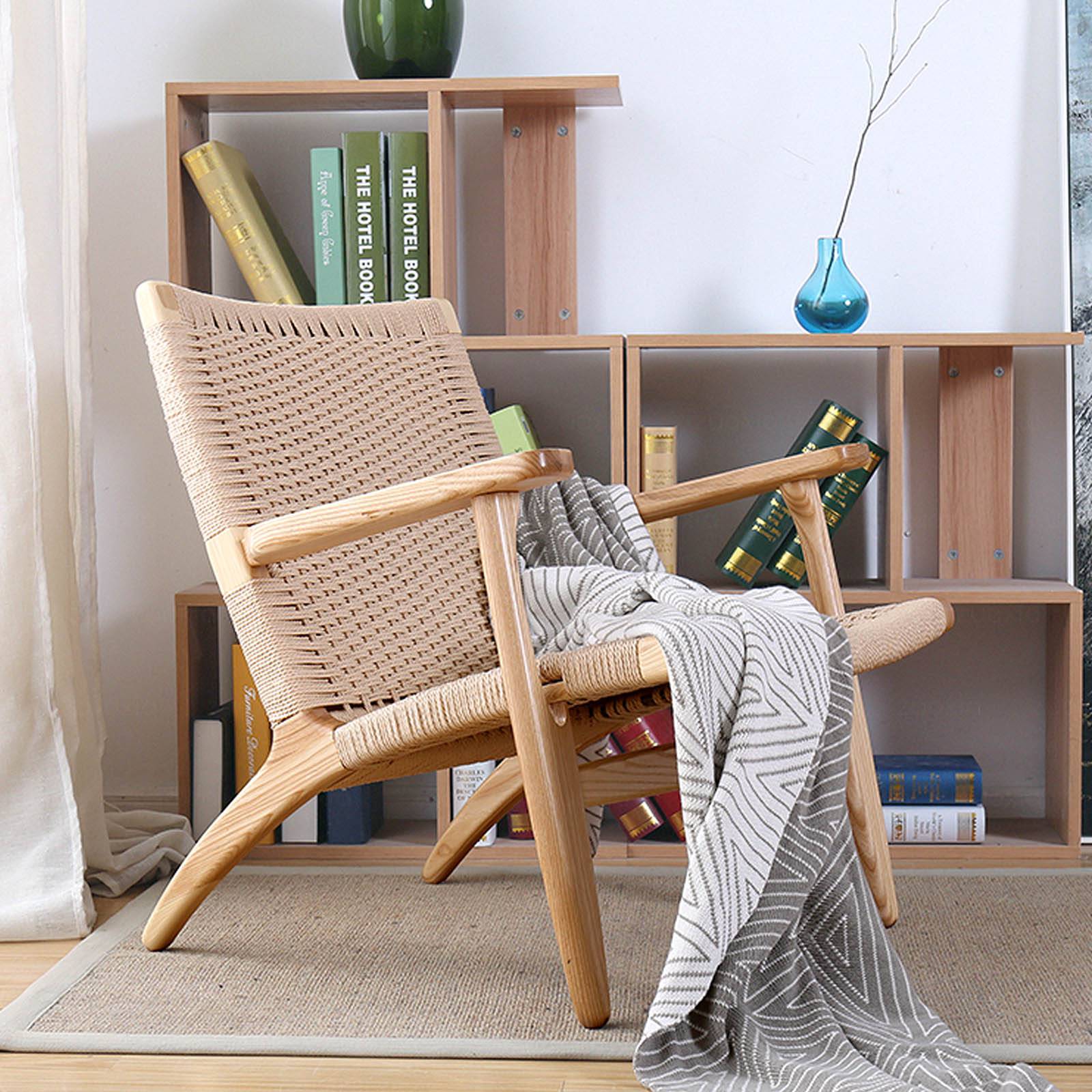 Solid Wood And Cord Lounge Chair Ws-086-N - Lounge Chairs - ebarza Furniture UAE | Shop Modern Furniture in Abu Dhabi & Dubai - مفروشات ايبازرا في الامارات | تسوق اثاث عصري وديكورات مميزة في دبي وابوظبي