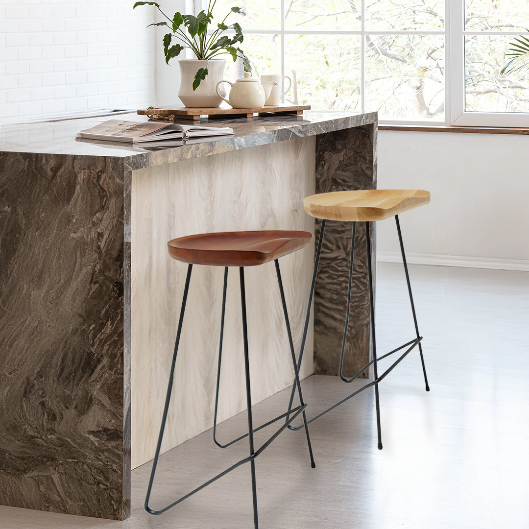 Solid Wood Bar Stool Ws-034E-B-Leg - Bar Stools - ebarza Furniture UAE | Shop Modern Furniture in Abu Dhabi & Dubai - مفروشات ايبازرا في الامارات | تسوق اثاث عصري وديكورات مميزة في دبي وابوظبي