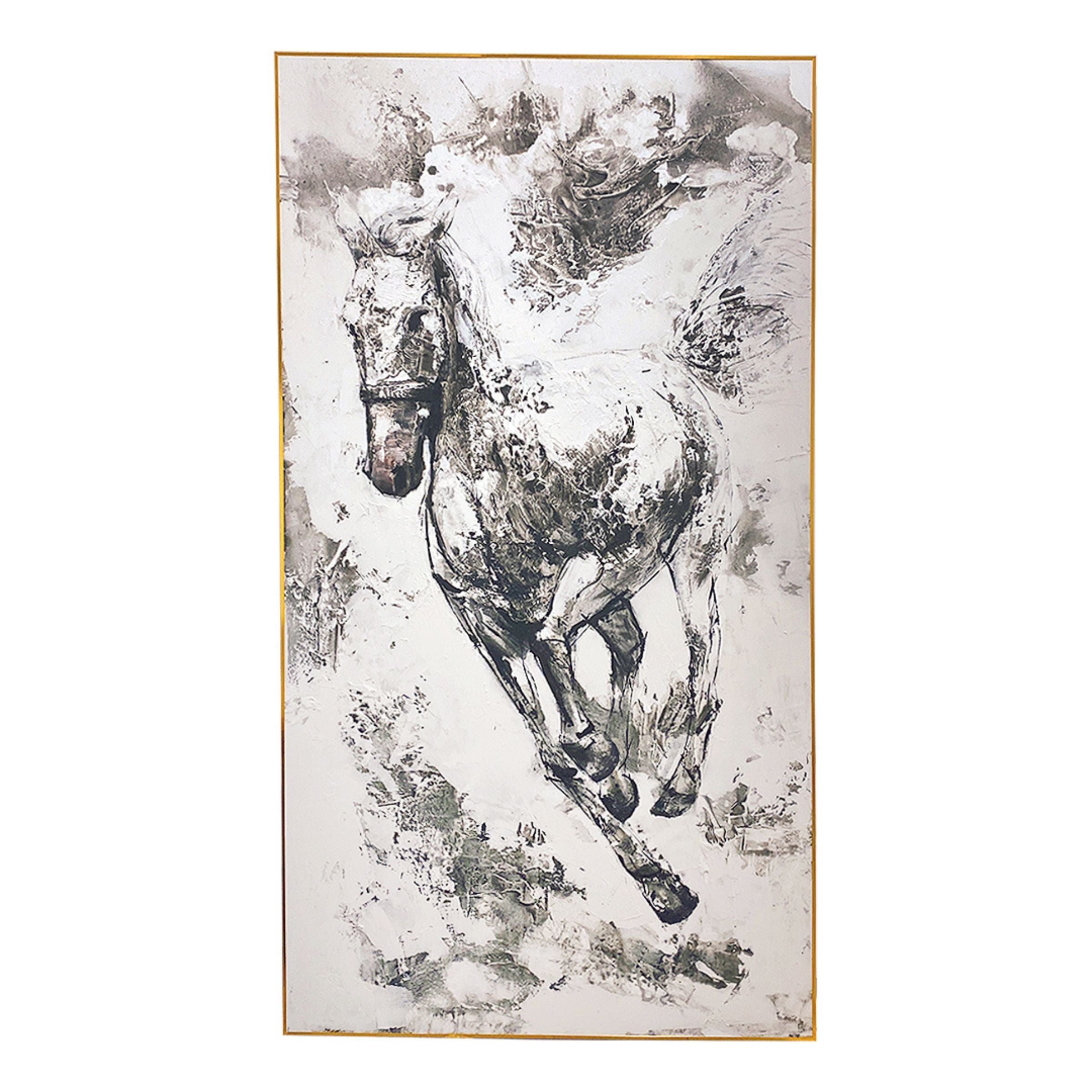 Winter White Horse Hand Painted Art Painting 120*220cm SOASAMPLE006 - Paintings - ebarza Furniture UAE | Shop Modern Furniture in Abu Dhabi & Dubai - مفروشات ايبازرا في الامارات | تسوق اثاث عصري وديكورات مميزة في دبي وابوظبي