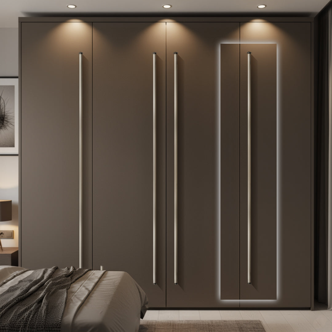 Grey leather pull handle for doors, 2167-2000mm, by BEACON, featuring a sleek, modern design for stylish door access.