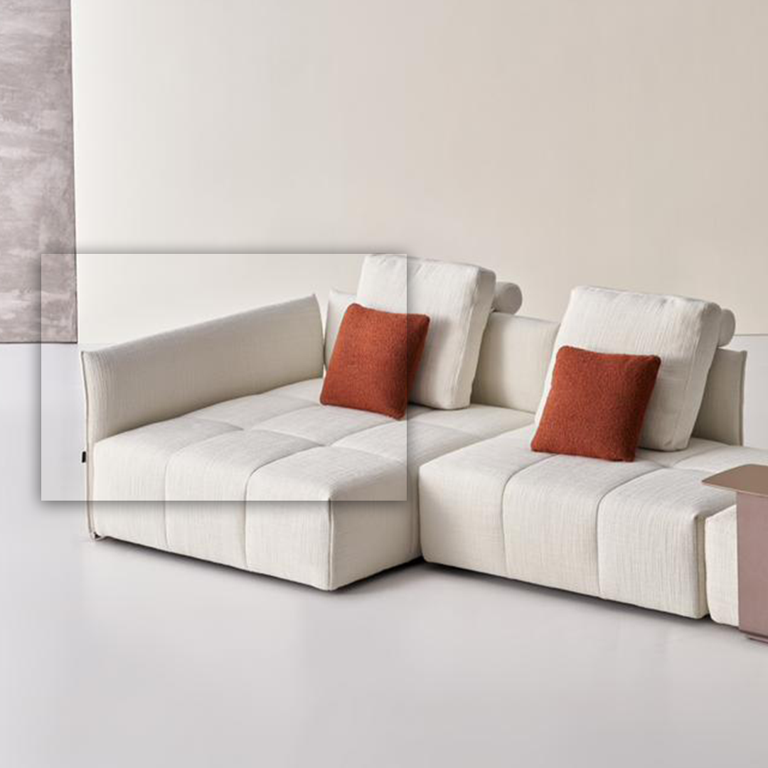 Long fabric and metal handrail puzzle module for sofas, model SF080-B by BEACON, designed for customizable furniture arrangements.