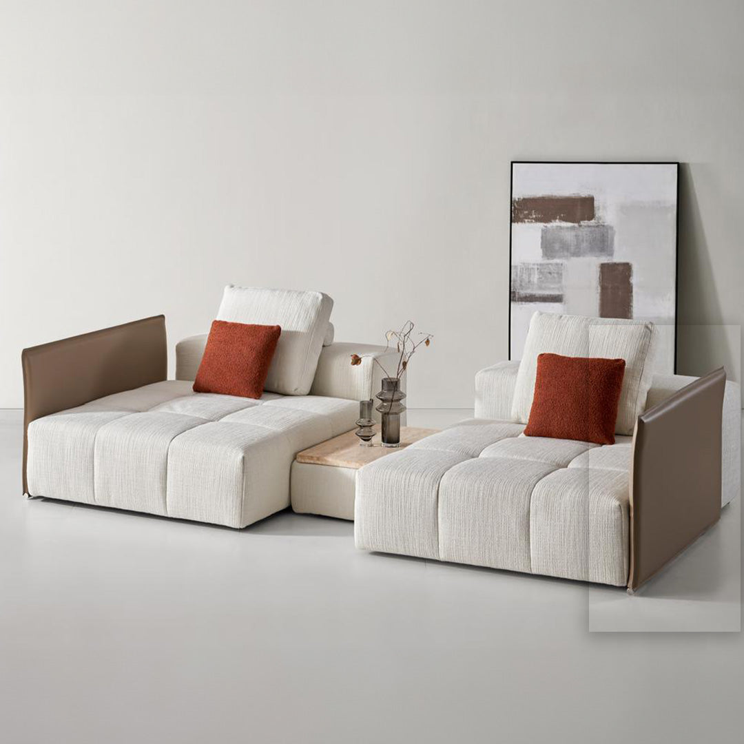 Puzzle Modular Saddle Leather Short Metal Handrail - SF080-G - Sofas - ebarza Furniture UAE | Shop Modern Furniture in Abu Dhabi & Dubai - مفروشات ايبازرا في الامارات | تسوق اثاث عصري وديكورات مميزة في دبي وابوظبي