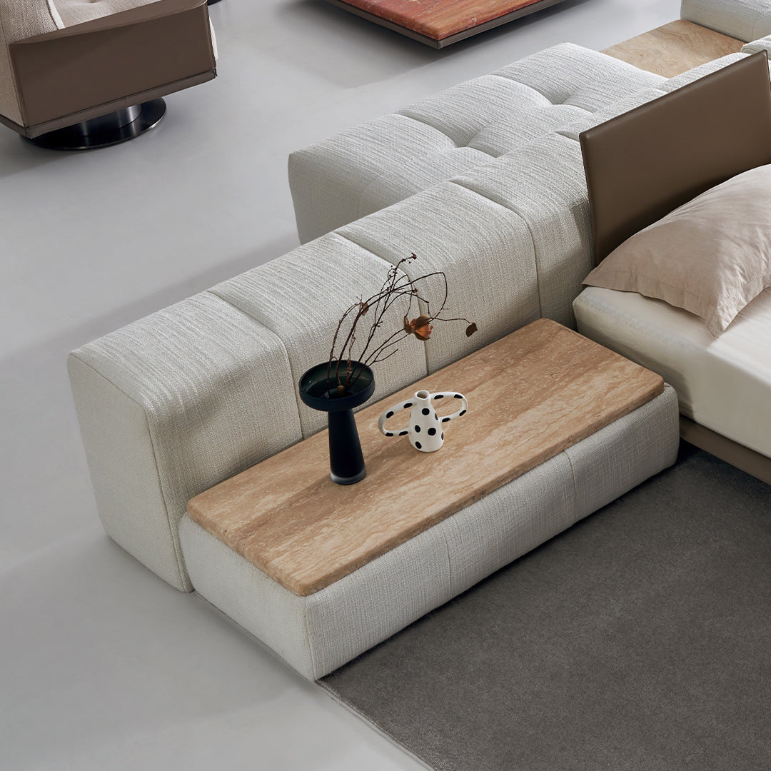 BEACON Puzzle Modular Stone Big Side Table for sofas, featuring a modern, modular design with a stone finish.