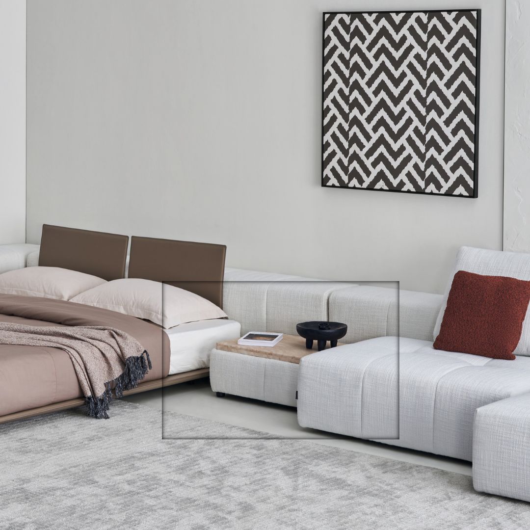 Small BEACON Puzzle Modular Stone Side Table for sofas, featuring a compact design and textured stone surface.