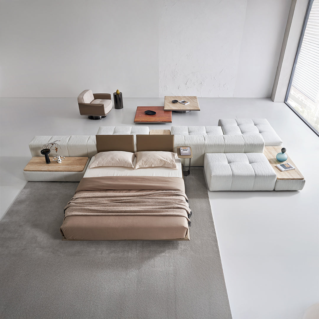 Puzzle Suspended Bed Base with 2 backrest - SF080 - Bedsteads - ebarza Furniture UAE | Shop Modern Furniture in Abu Dhabi & Dubai - مفروشات ايبازرا في الامارات | تسوق اثاث عصري وديكورات مميزة في دبي وابوظبي