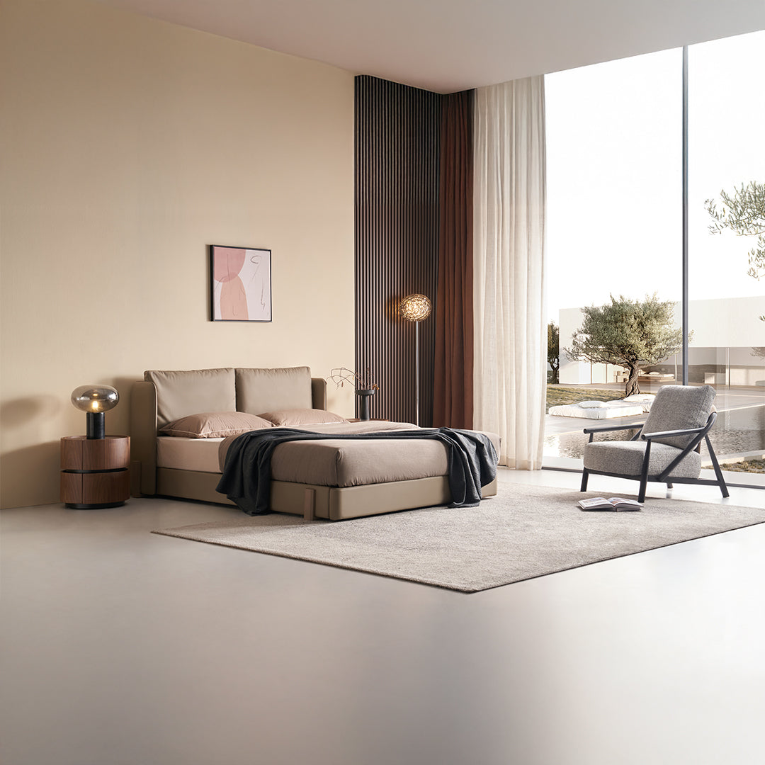 Queen size BEACON Bedstead B030 with a wooden frame and clean design, suited for a comfortable bedroom setting.