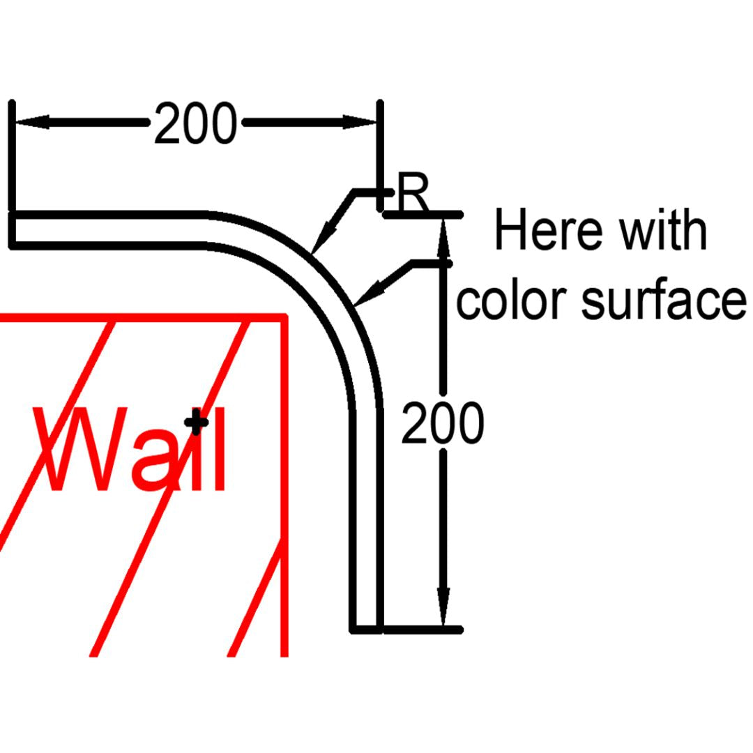Black R100 2.5cm external corner accessory for wall panels and skirting by BEACON, designed for seamless corner finishing.