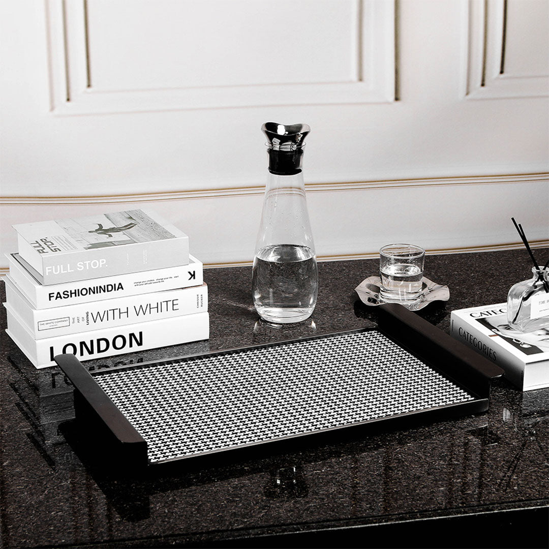 Rectangular Weaven Leather Tray-L - KC4019BL - Home Decor Figurines - ebarza Furniture UAE | Shop Modern Furniture in Abu Dhabi & Dubai - مفروشات ايبازرا في الامارات | تسوق اثاث عصري وديكورات مميزة في دبي وابوظبي