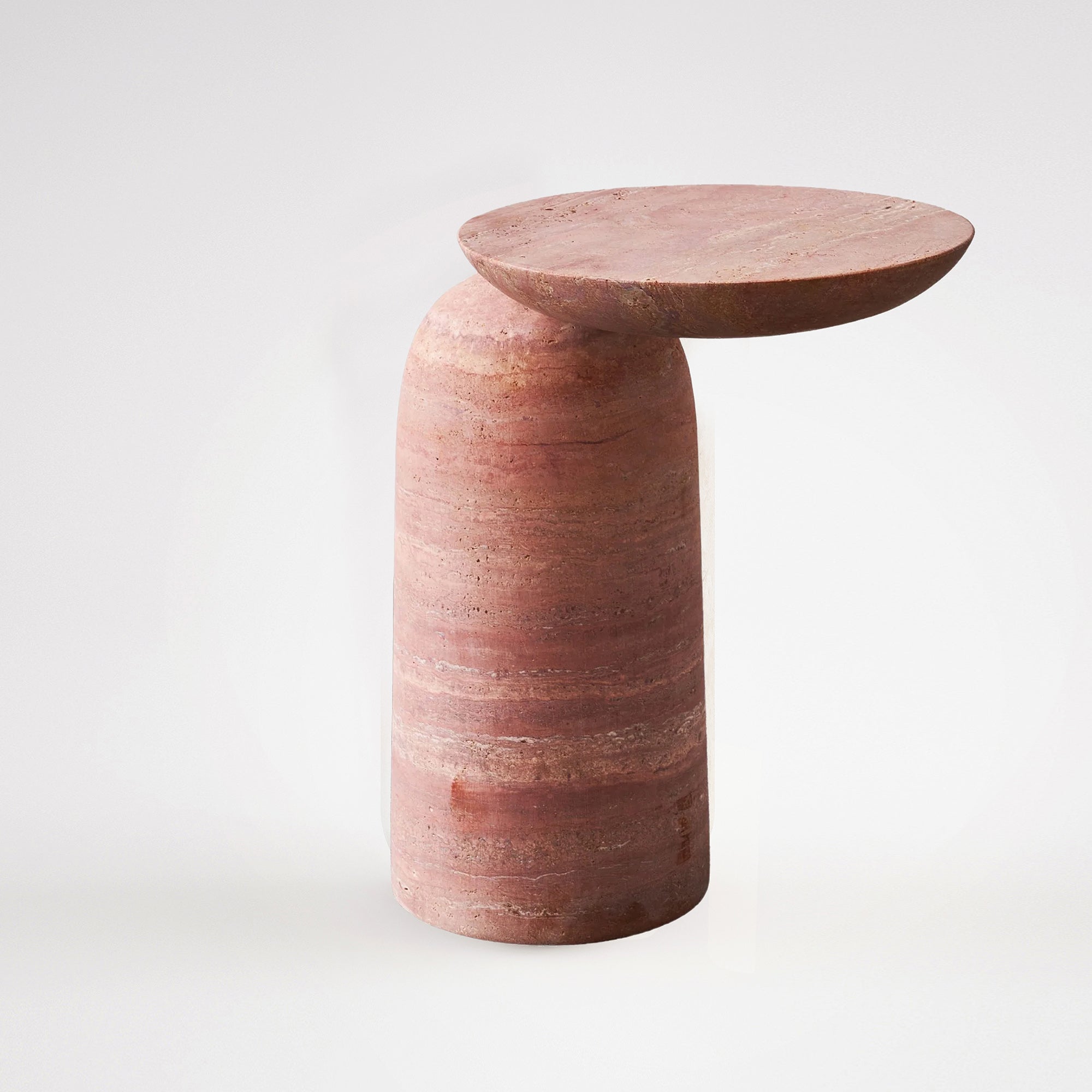 Red travertine coffee table with sleek design from BEACON JA014, perfect for modern living rooms.