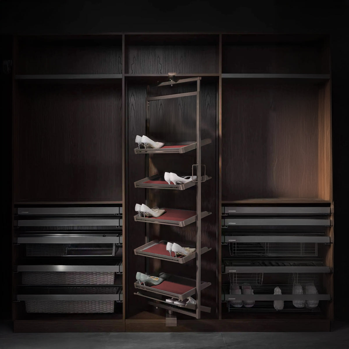 BEACON 6-layer REVOLVE shoe rack with sturdy shelves, ideal for organizing footwear in a modern home or closet.