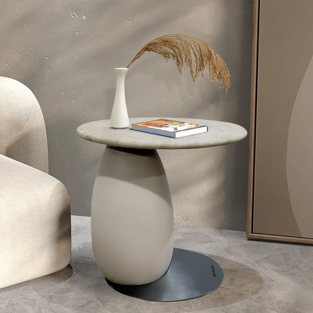 BEACON Rift Travertine Side Table JK-D157 with sleek surface and modern design, perfect for living room or bedroom decor.