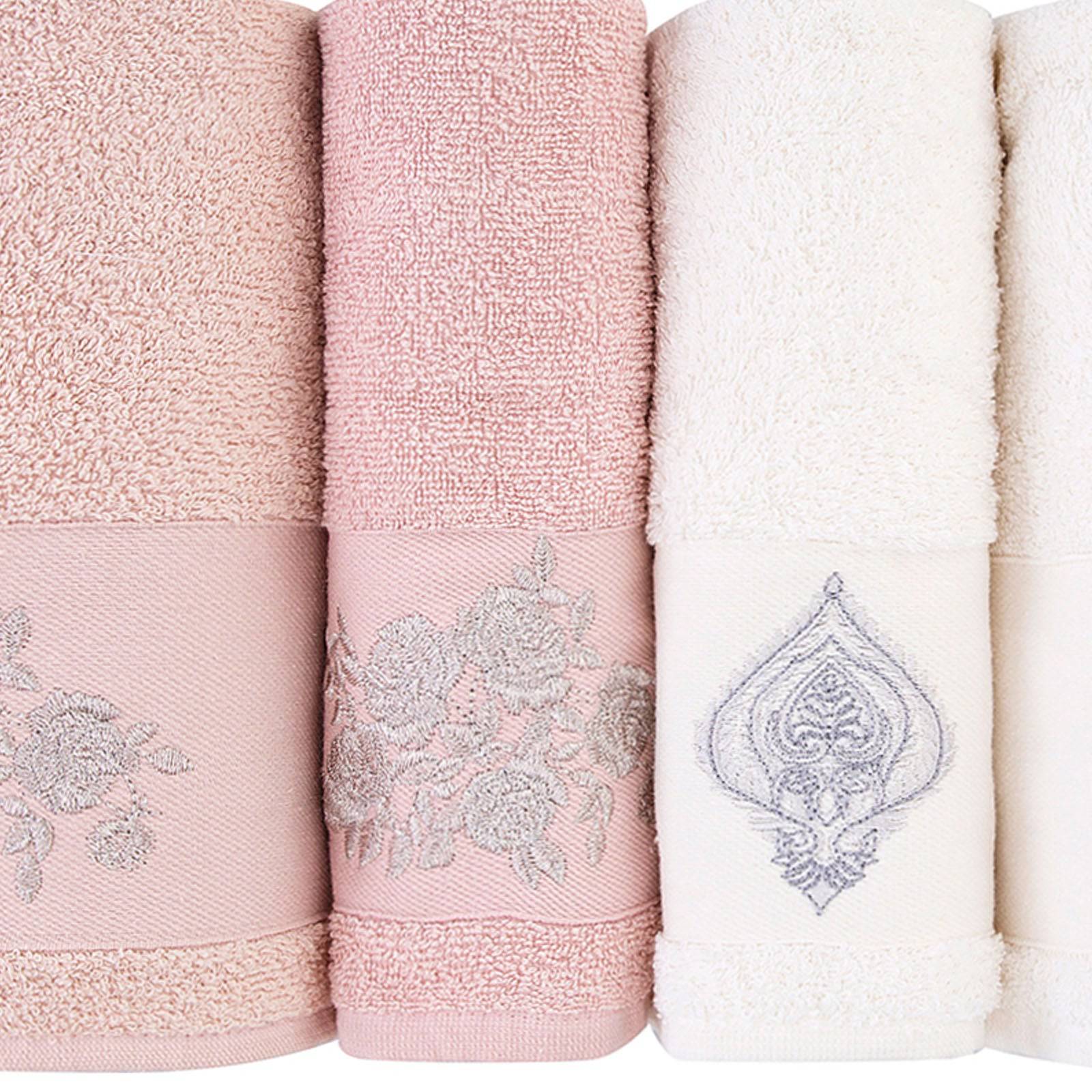 Roselyn Wave Pudra Offwhite Set 200.15.01.0153 - Towels - ebarza Furniture UAE | Shop Modern Furniture in Abu Dhabi & Dubai - مفروشات ايبازرا في الامارات | تسوق اثاث عصري وديكورات مميزة في دبي وابوظبي