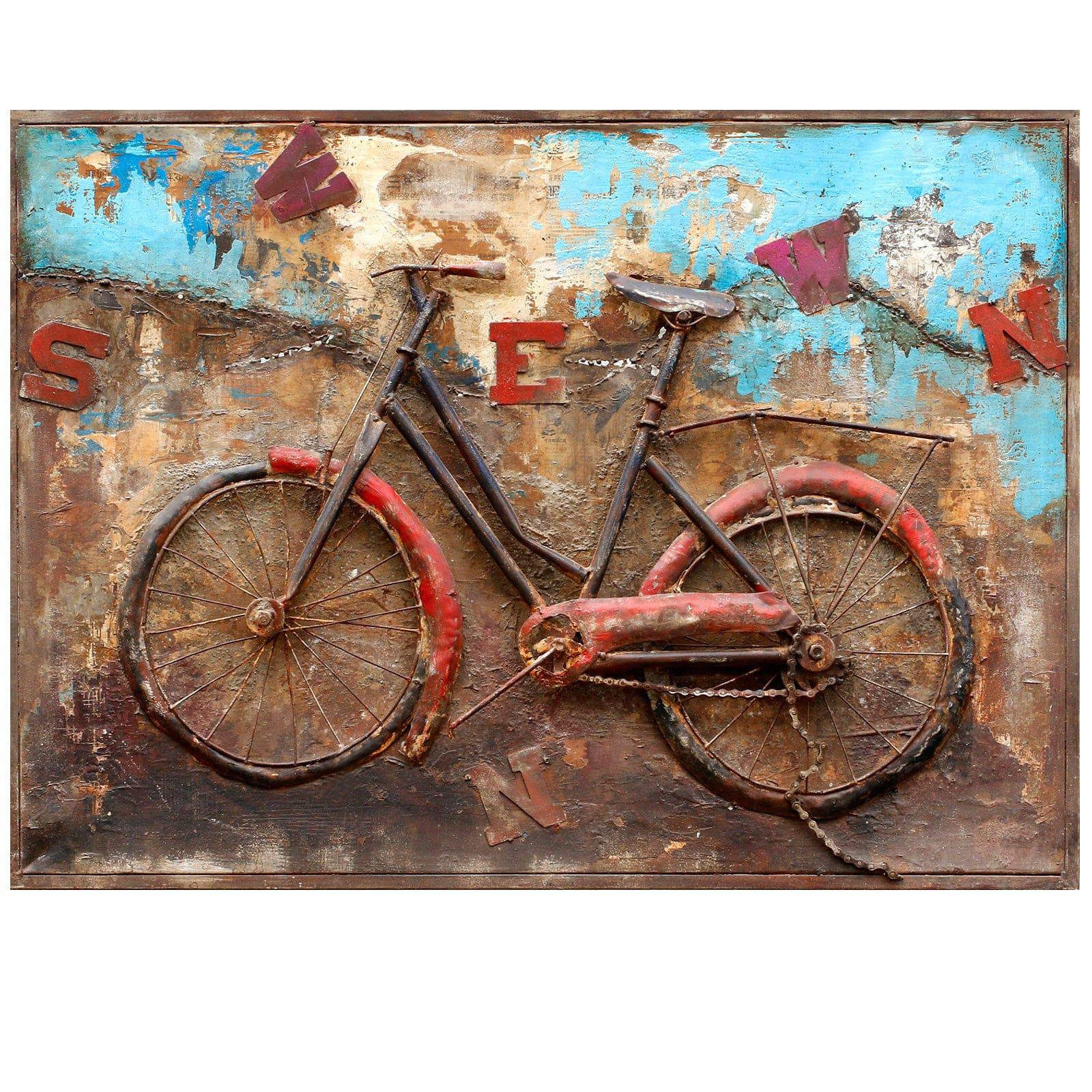 Rusty Bicycle Handcrafted Metal Art Painting 120X90 Cm Soap013 -  Paintings | لوحة الدراجة الصدئة الفنية معدنية مصنوعة يدويًا 120 × 90 سم - ebarza Furniture UAE | Shop Modern Furniture in Abu Dhabi & Dubai - مفروشات ايبازرا في الامارات | تسوق اثاث عصري وديكورات مميزة في دبي وابوظبي