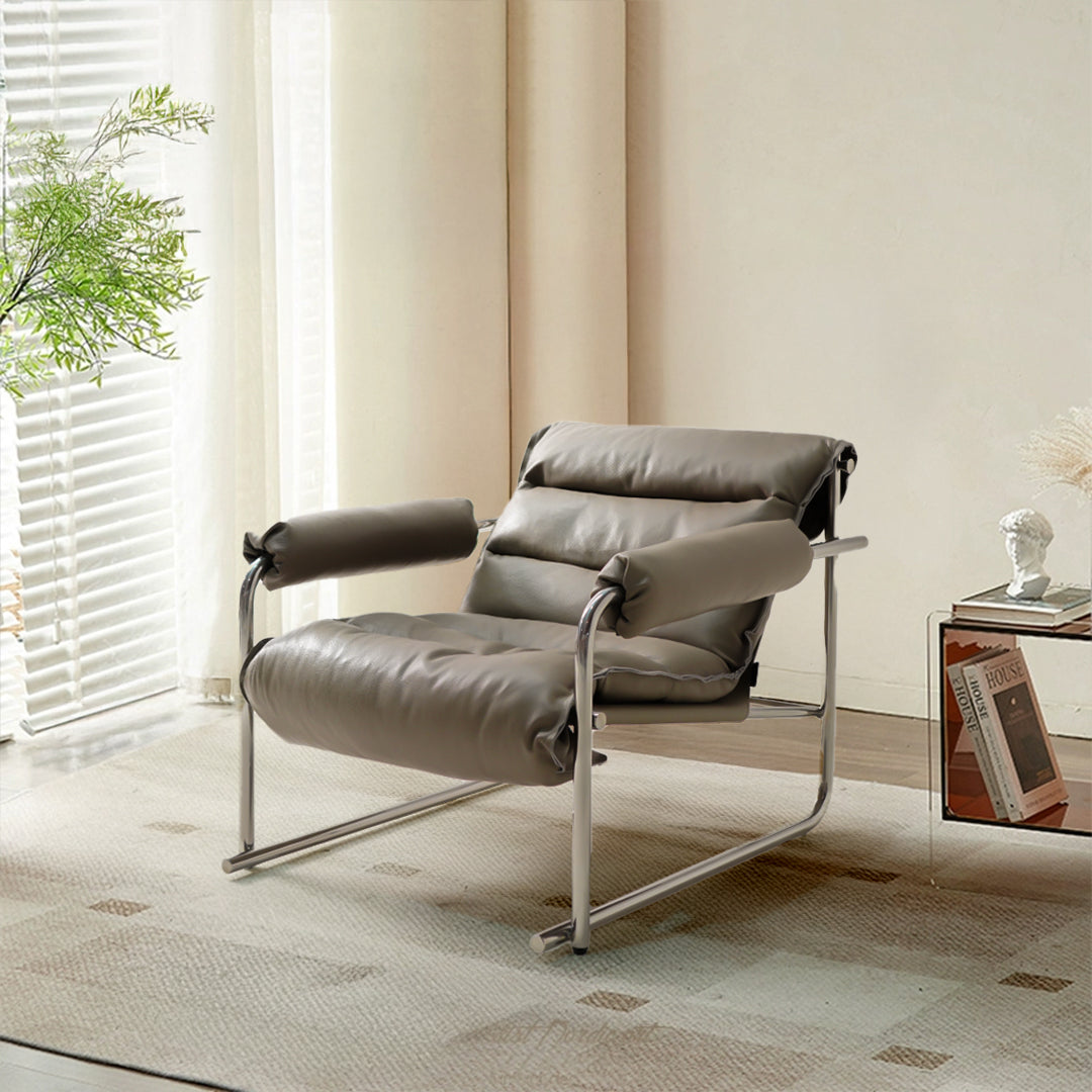 Murcia Whole Leather Lounge Chair LC066/BEIGE - Lounge Chairs - ebarza Furniture UAE | Shop Modern Furniture in Abu Dhabi & Dubai - مفروشات ايبازرا في الامارات | تسوق اثاث عصري وديكورات مميزة في دبي وابوظبي