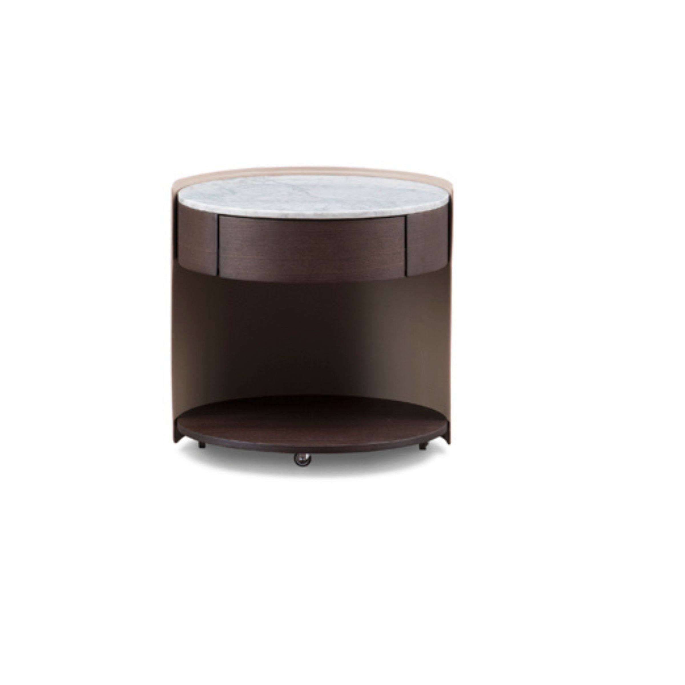 Saddle leather bedside table from BEACON with a sleek design, featuring a smooth leather surface and modern bedside table style.